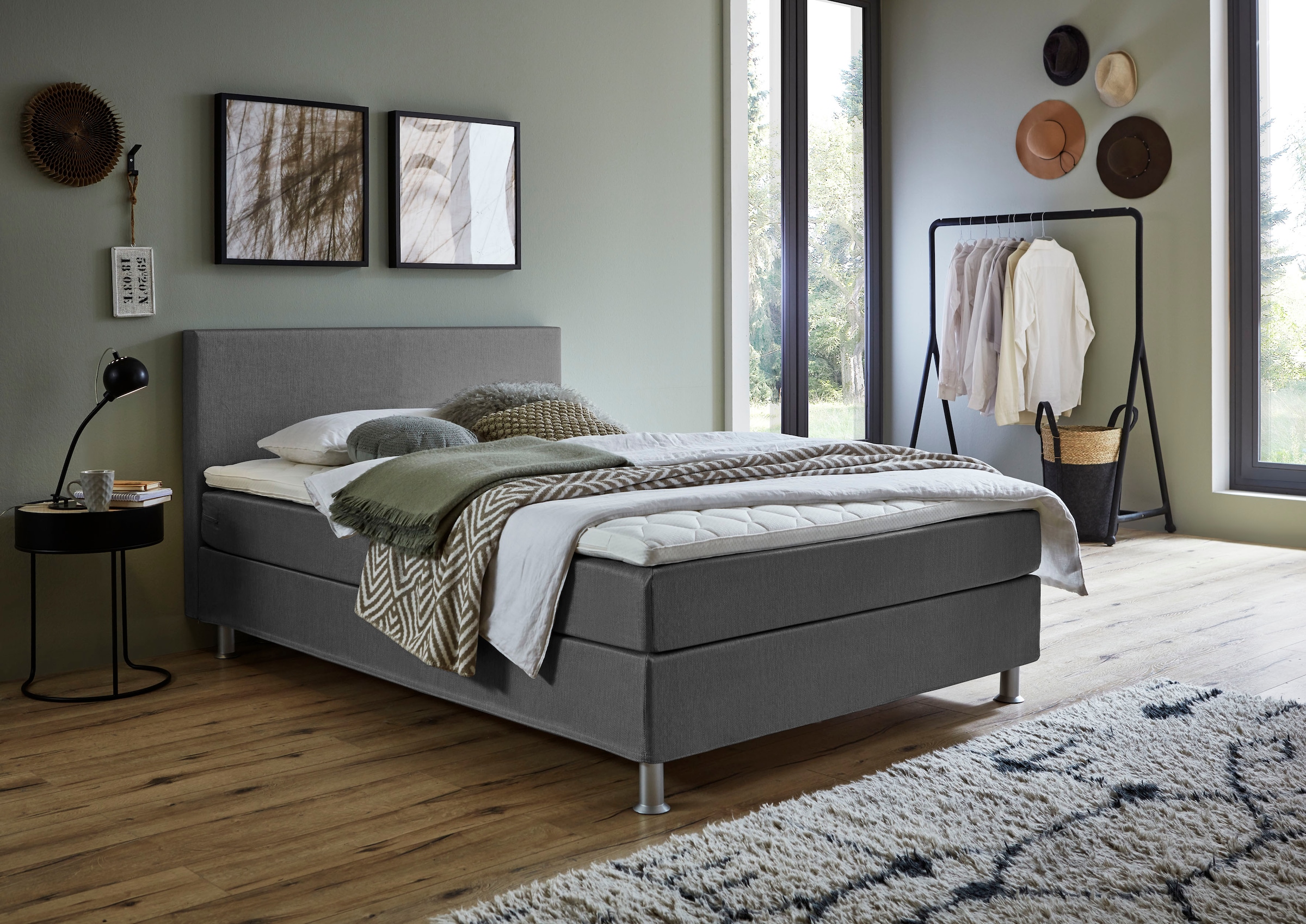 ATLANTIC home collection Boxbett "Edison", inkl. Bonnellfederkern-Matratze und Topper