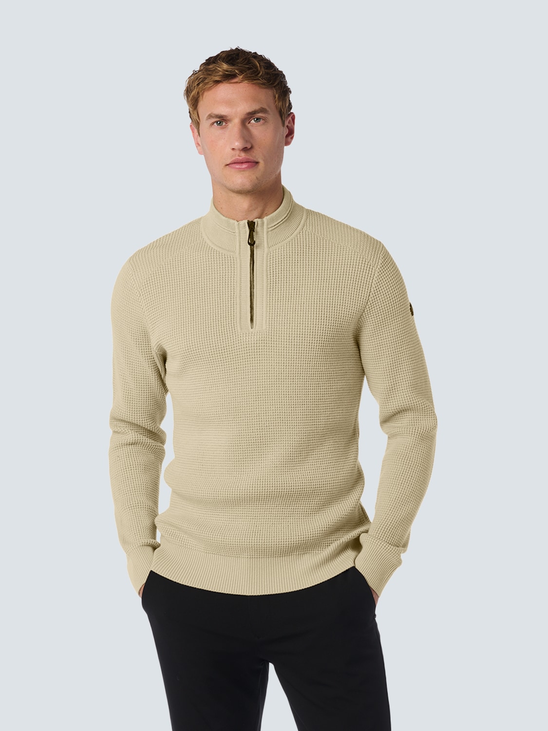 NO EXCESS Rollkragenpullover "No Excess Jacquard-Pullover mit halbem Reißverschluss"