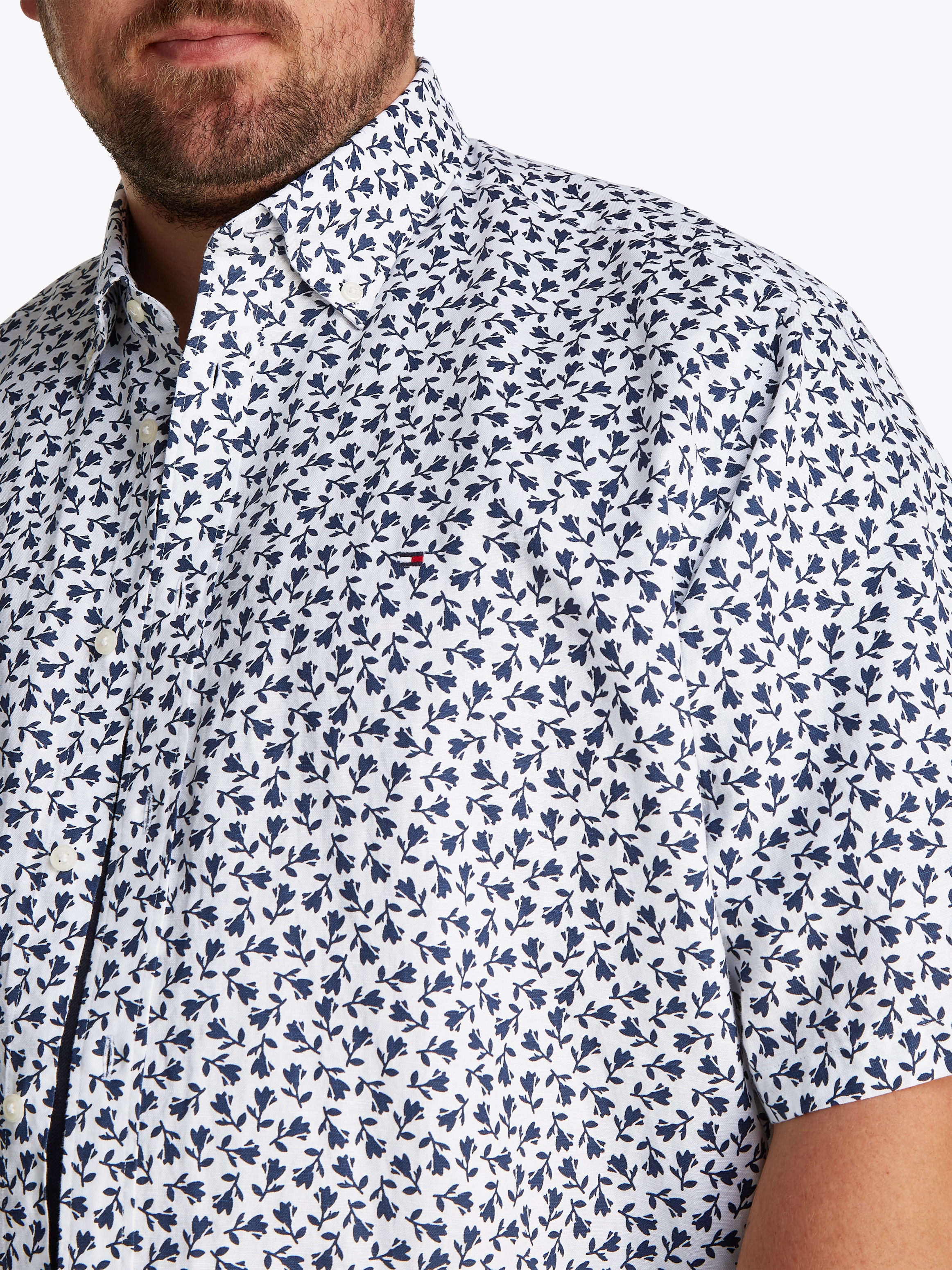 Tommy Hilfiger Big & Tall Kurzarmhemd »BT-LINEN BLEND MPRINT«, mit Allover-Print, Große Größen
