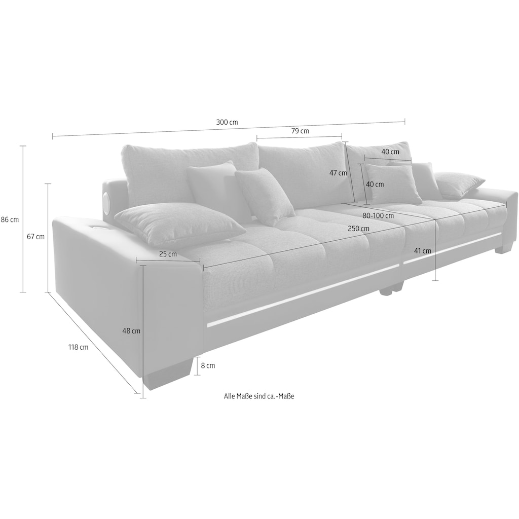 Mr. Couch Big-Sofa »Nikita«, wahlweise mit Kaltschaum (140kg Belastung/Sitz), mit RGB-Beleuchtung