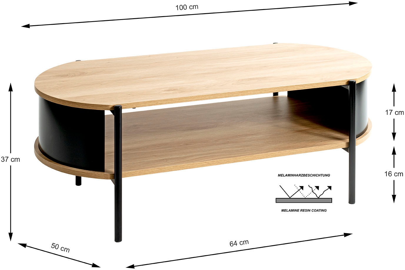 HAKU Couchtisch »Couchtisch« 1 Stk. tlg. melaminharzbeschichtet; UV-beständig, kratzbeständig