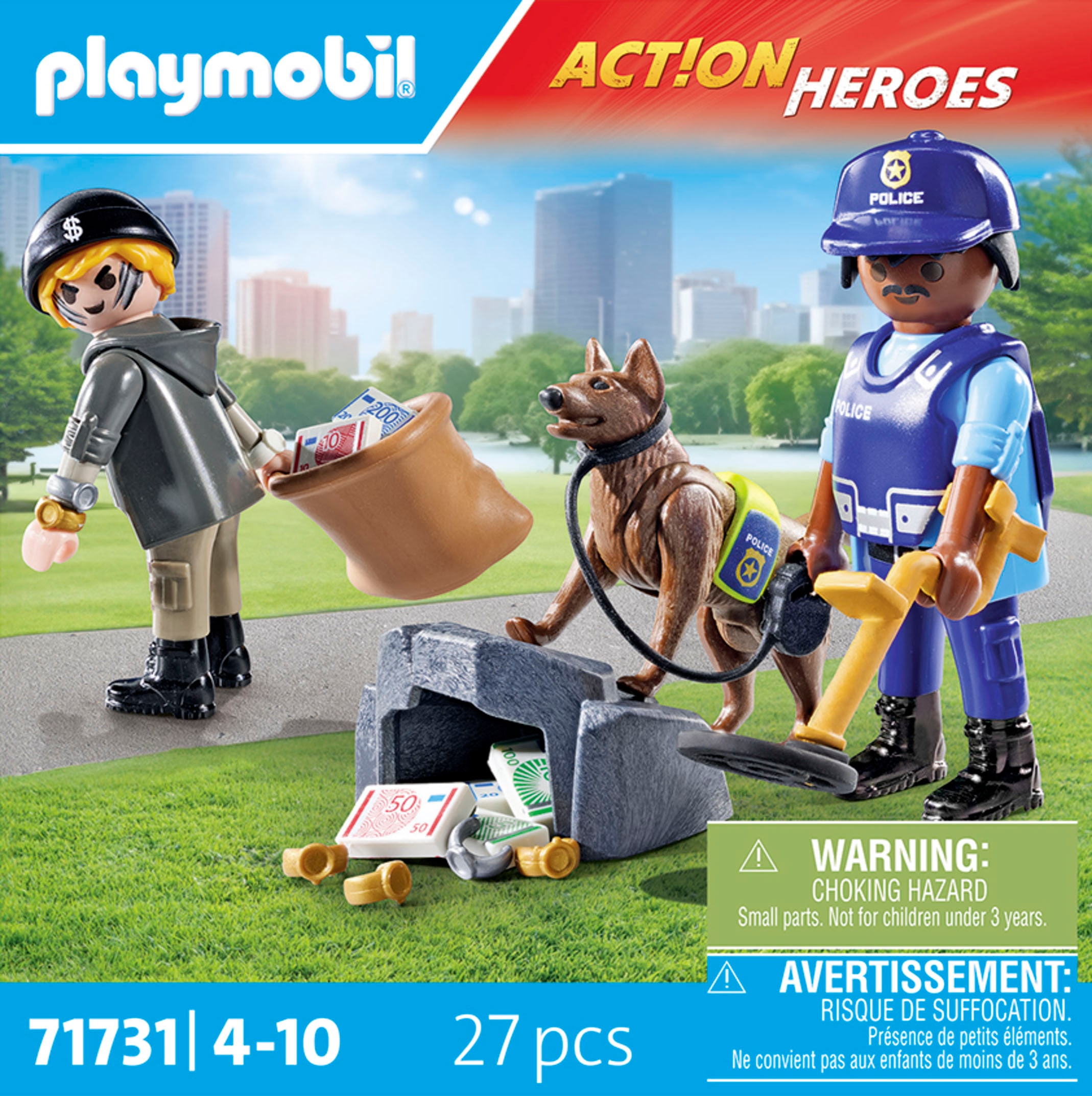 Playmobil® Konstruktions-Spielset »Spurensuche mit Hund (71731), Playmobil Action Heroes«, (27 St.)
