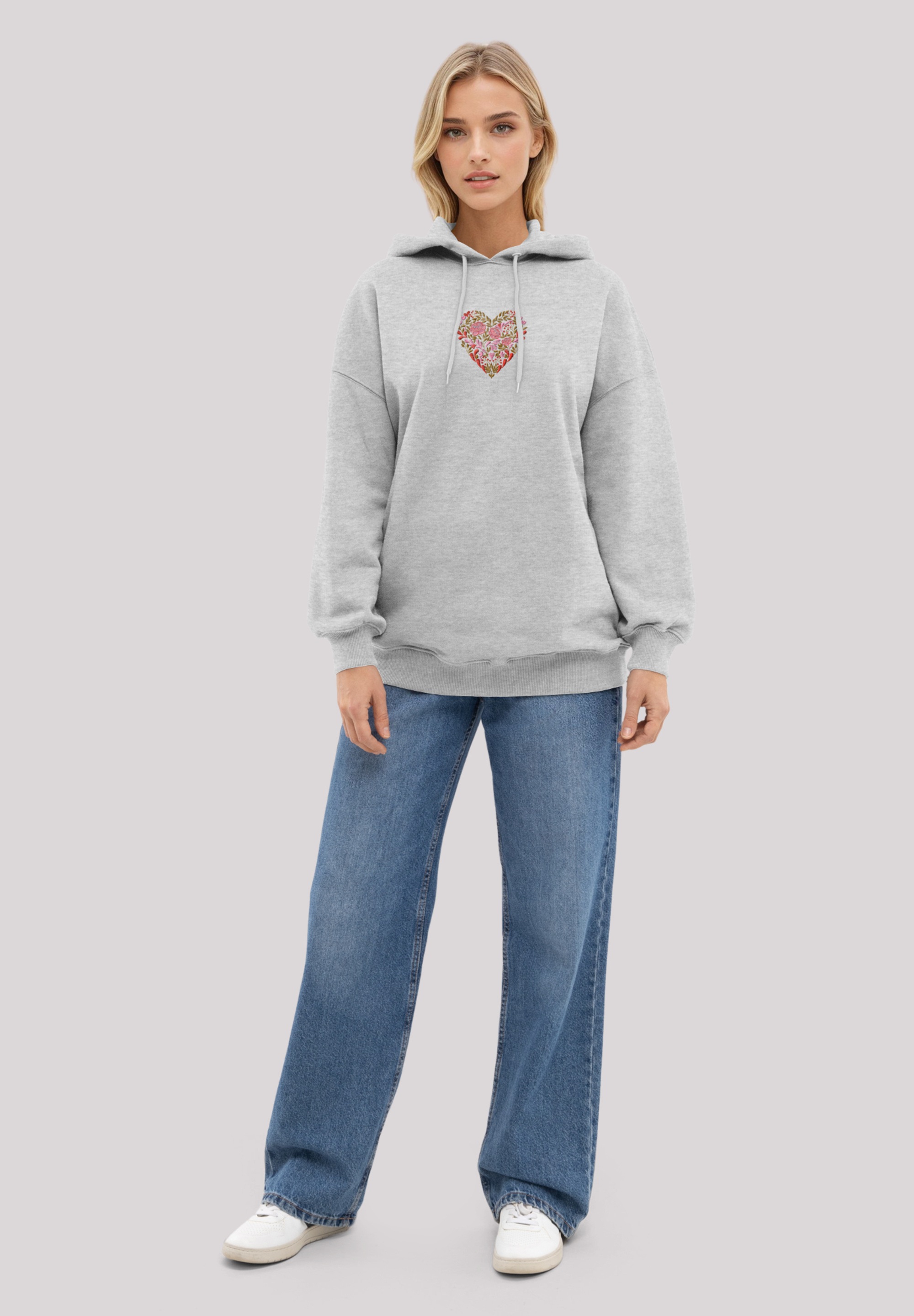 F4NT4STIC Kapuzenpullover »Blumen Herz bestickt«, bestickt, Premium Qualität