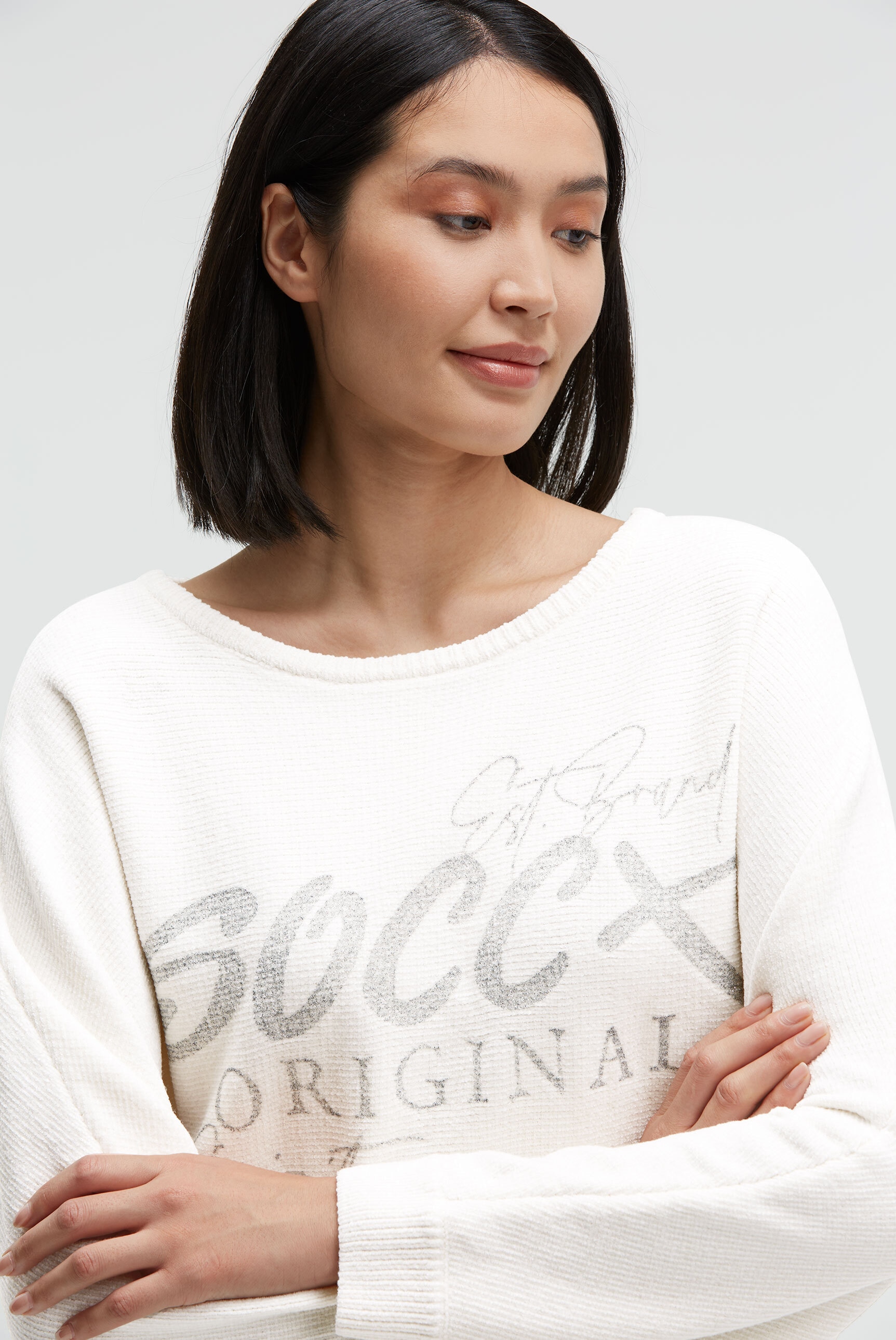 SOCCX Rundhalspullover mit Fledermaus-Ärmeln