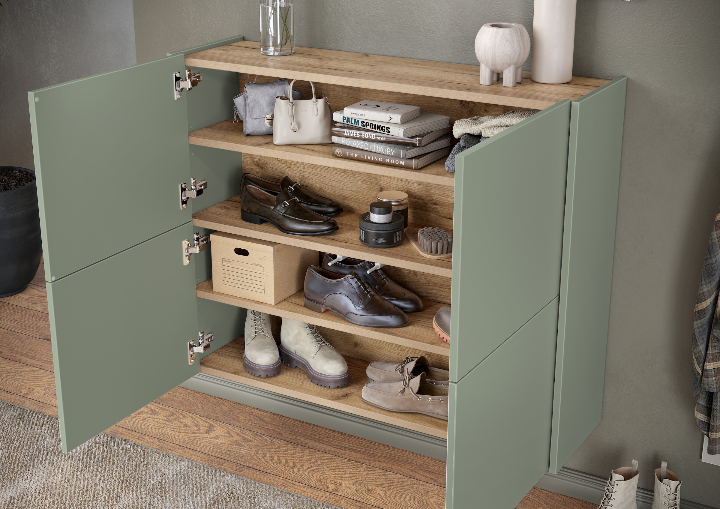 GERMANIA Hängeschuhschrank »Binetto« 1 Stk. tlg. Schuhschrank mit 4 Türen und Push-to-open Technik