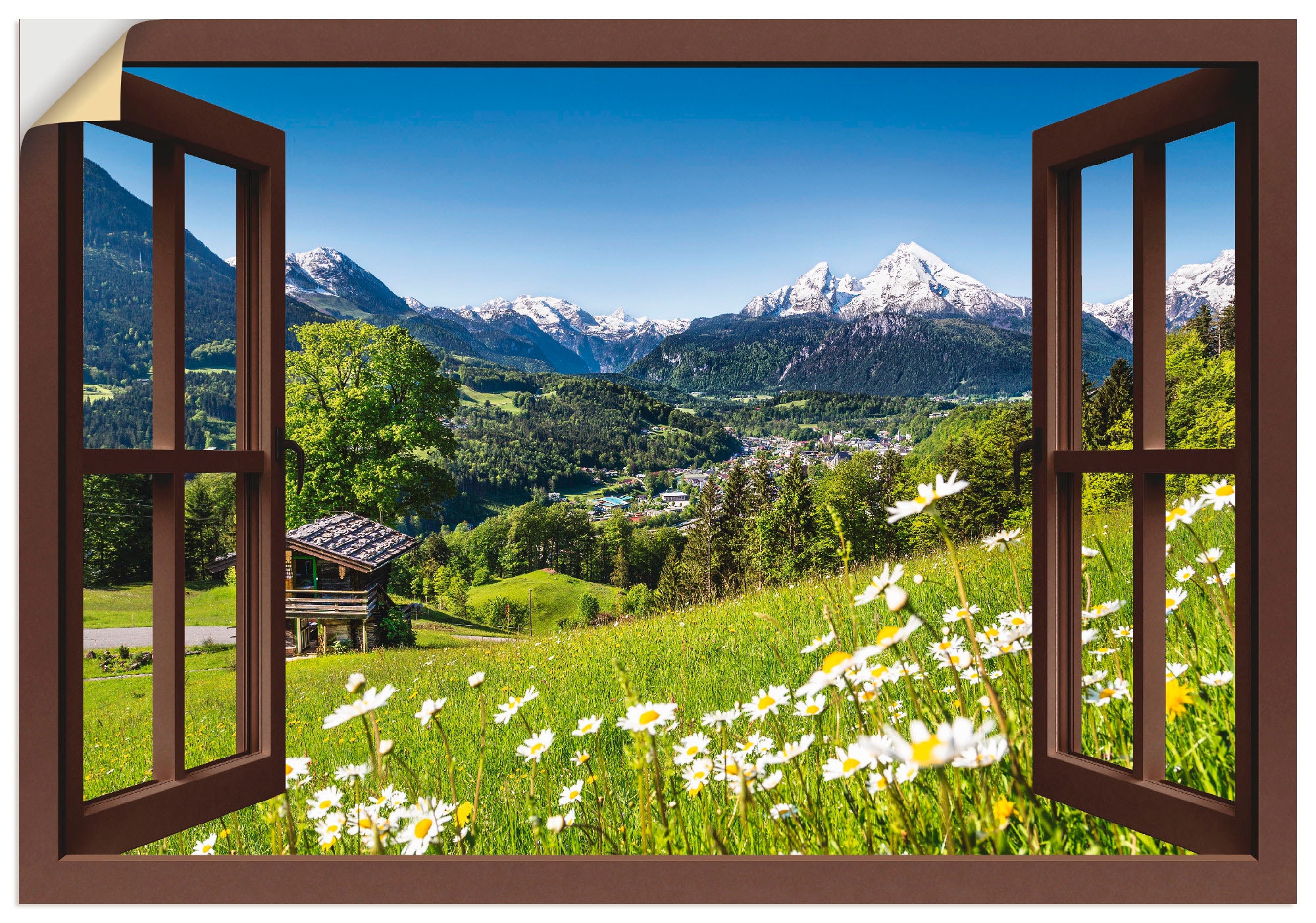 Wandaufkleber | BAUR »Fensterblick in versch. St.), Wandbild Artland als oder kaufen Größen Bayerischen Poster Leinwandbild, Berge, (1 Alubild, Alpen«,