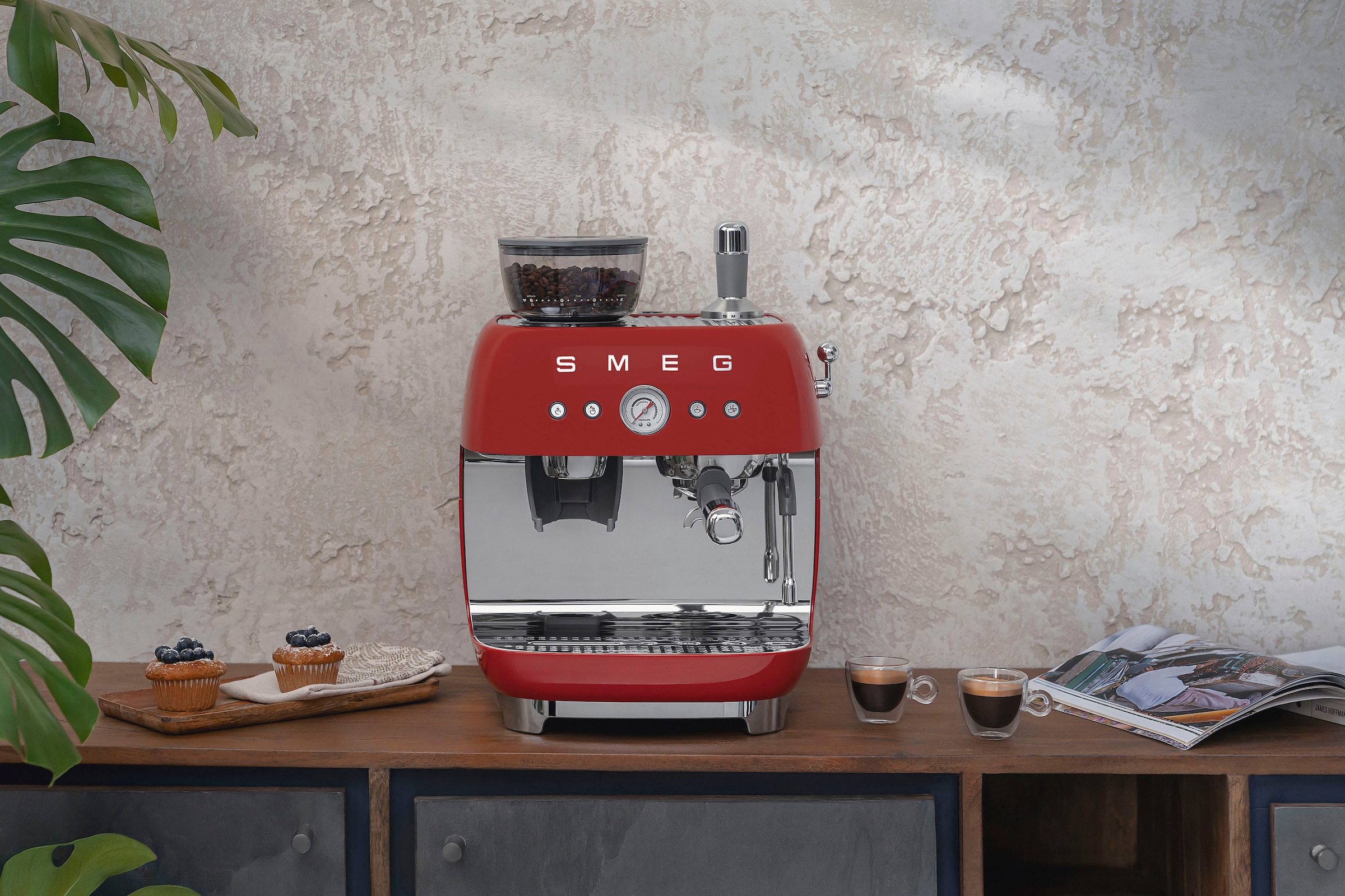 Kaffeemühle »EGF03RDEU«, online mit | BAUR bestellen integrierter Espressomaschine Smeg