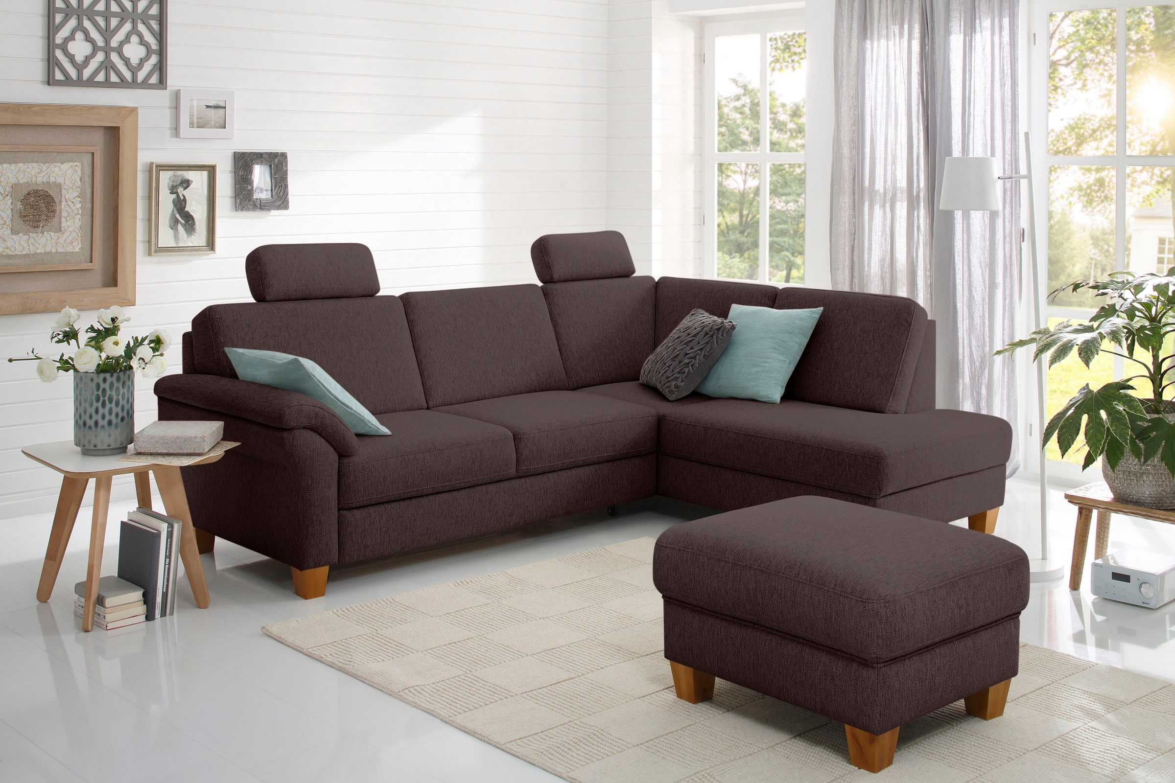 Home affaire Ecksofa »Borkum L-Form«, mit Federkern, wahlweise mit Bettfunktion