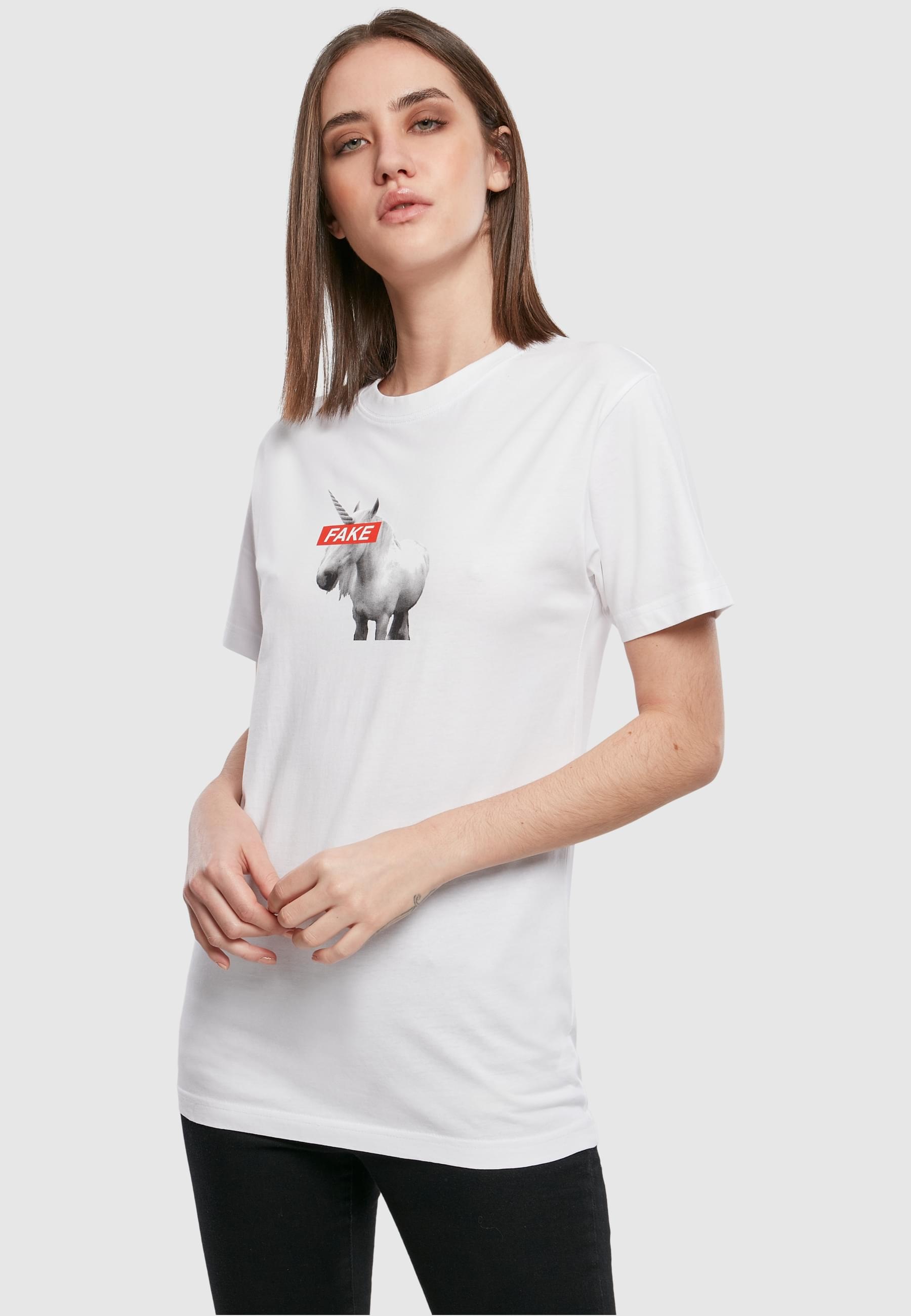 MisterTee T-Shirt »MisterTee Damen Ladies Fake Unicorn Tee«, (1 tlg.)