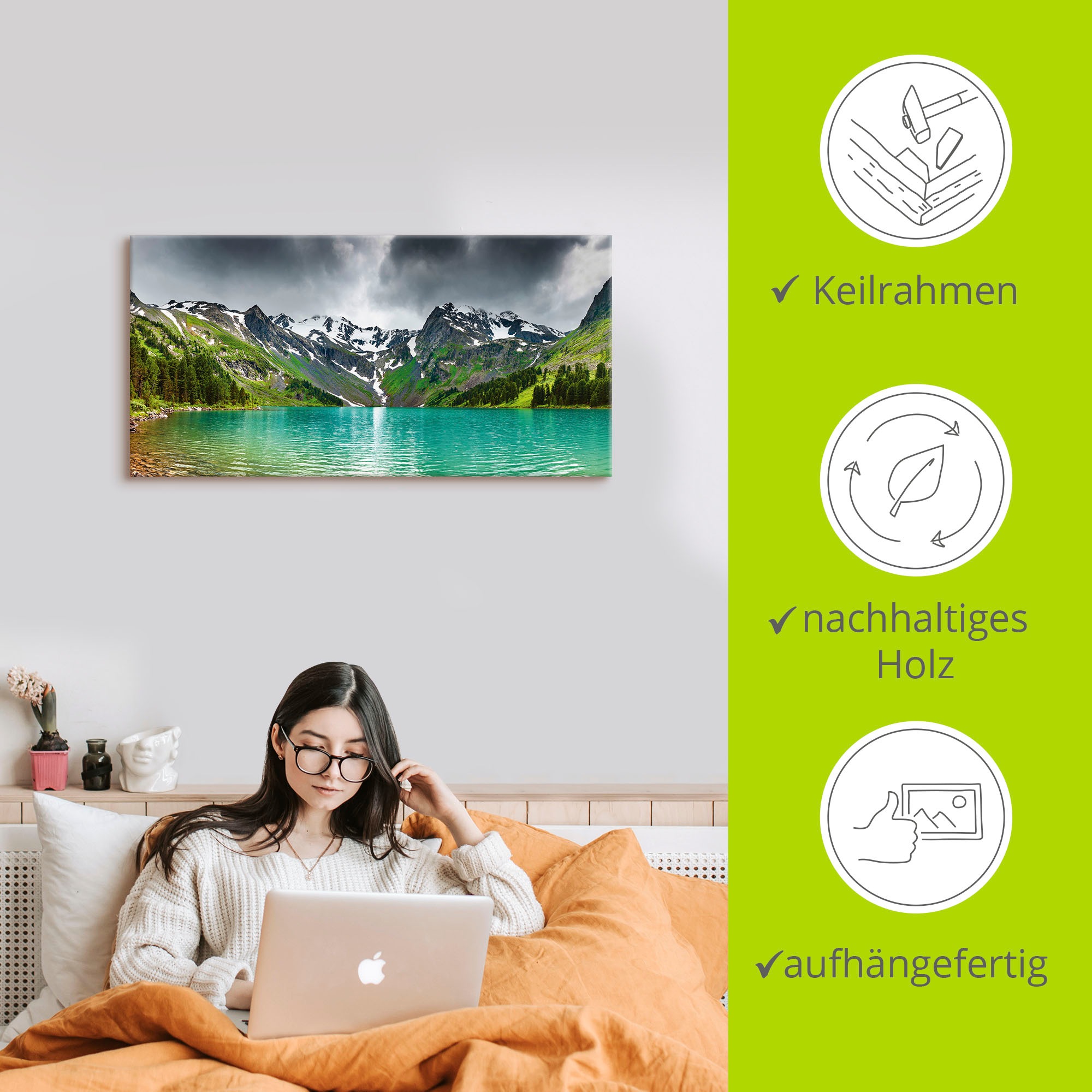 Artland Wandbild »Bergsee«, Berge, (1 St.), als Alubild, Outdoorbild, Leinwandbild, Poster in verschied. Größen