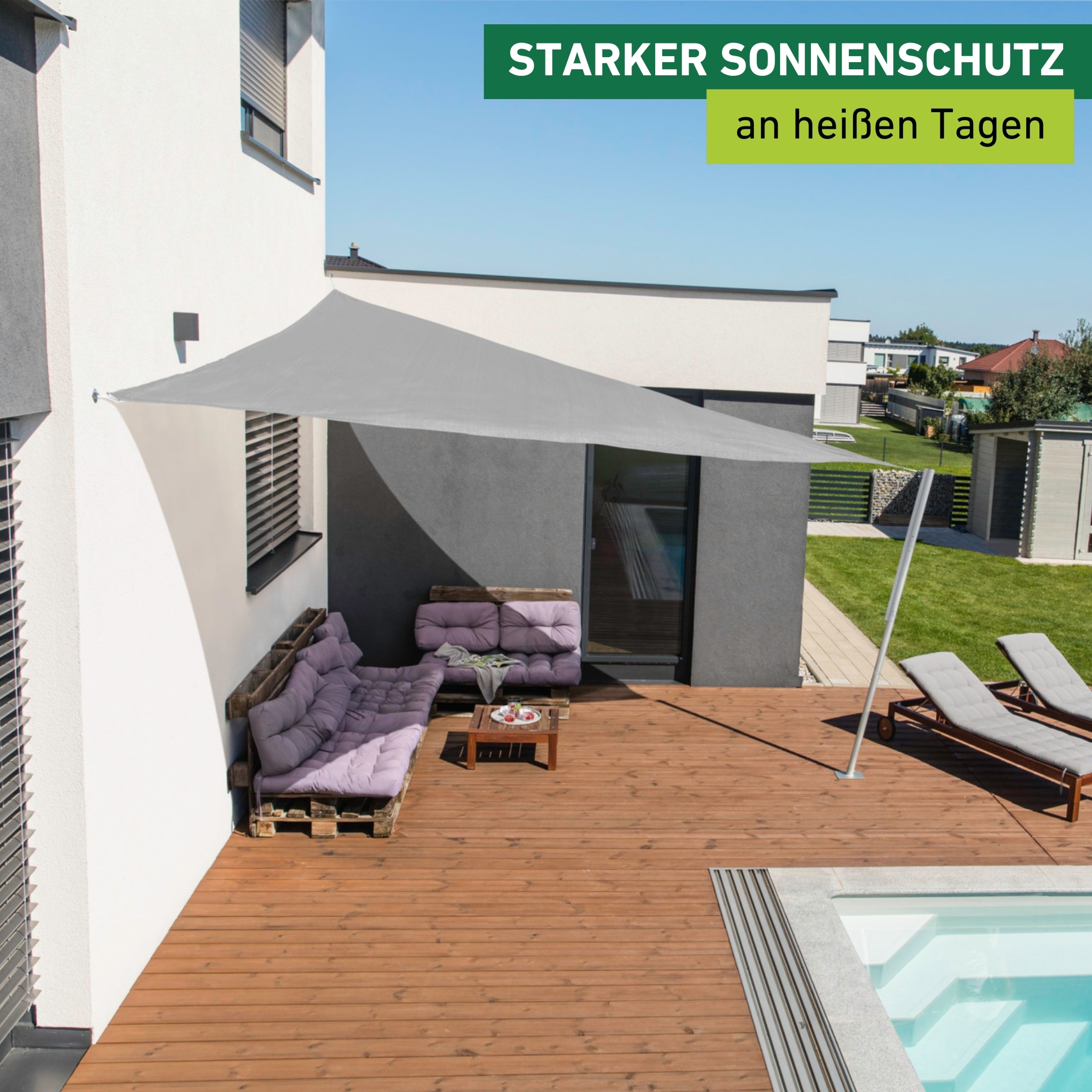 Windhager Sonnensegel »Capri, Dreiecksegel zur Beschattung von Garten, Terrasse, Balkon« Sonnenschutz 4 x 4 x 4 m, erhältlich in champagner oder grau