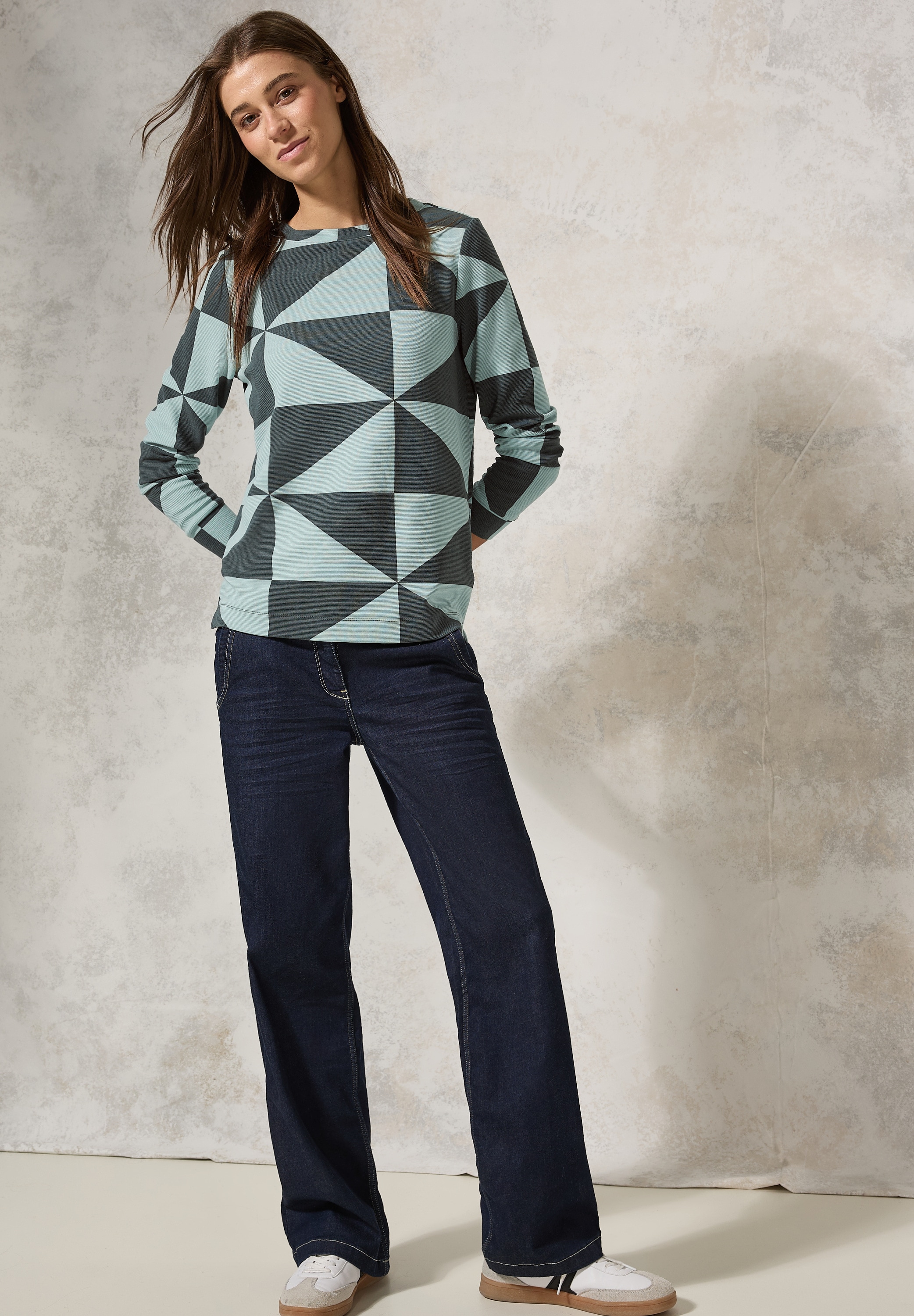 Cecil Langarmshirt, mit Materialmix