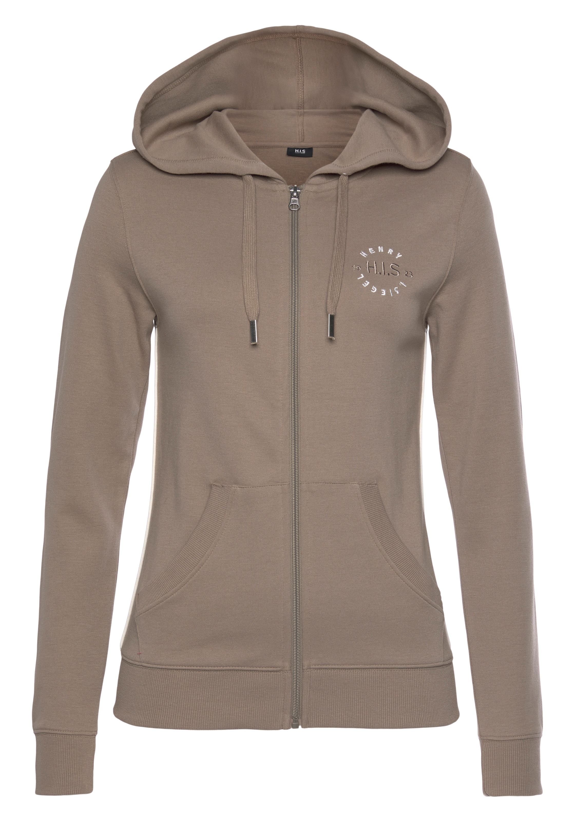 H.I.S Kapuzensweatjacke, mit seitlichem Piping und kleiner Markenstickerei, günstig online kaufen