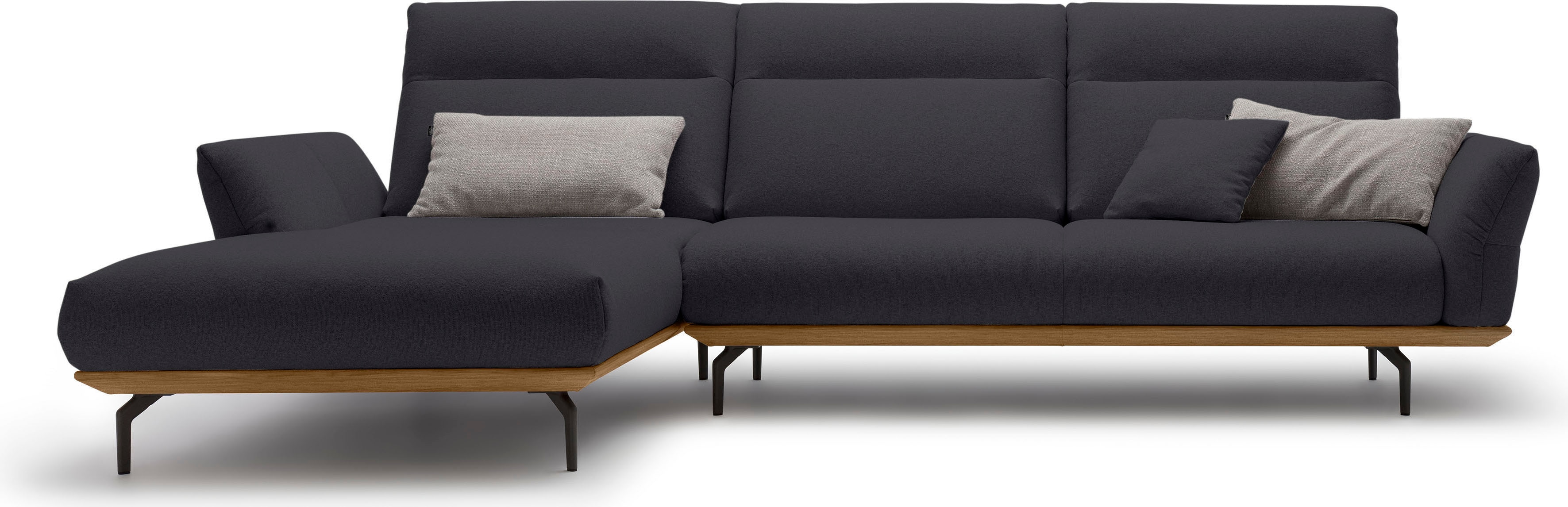 Creation BY ROLF BENZ Ecksofa "CR.460 Design-Sofa der Extraklasse, verstellbare Rückenlehne, L-Form" Sockel in Nussbaum, Winkelfüße in Umbragrau, Breite 318 cm
