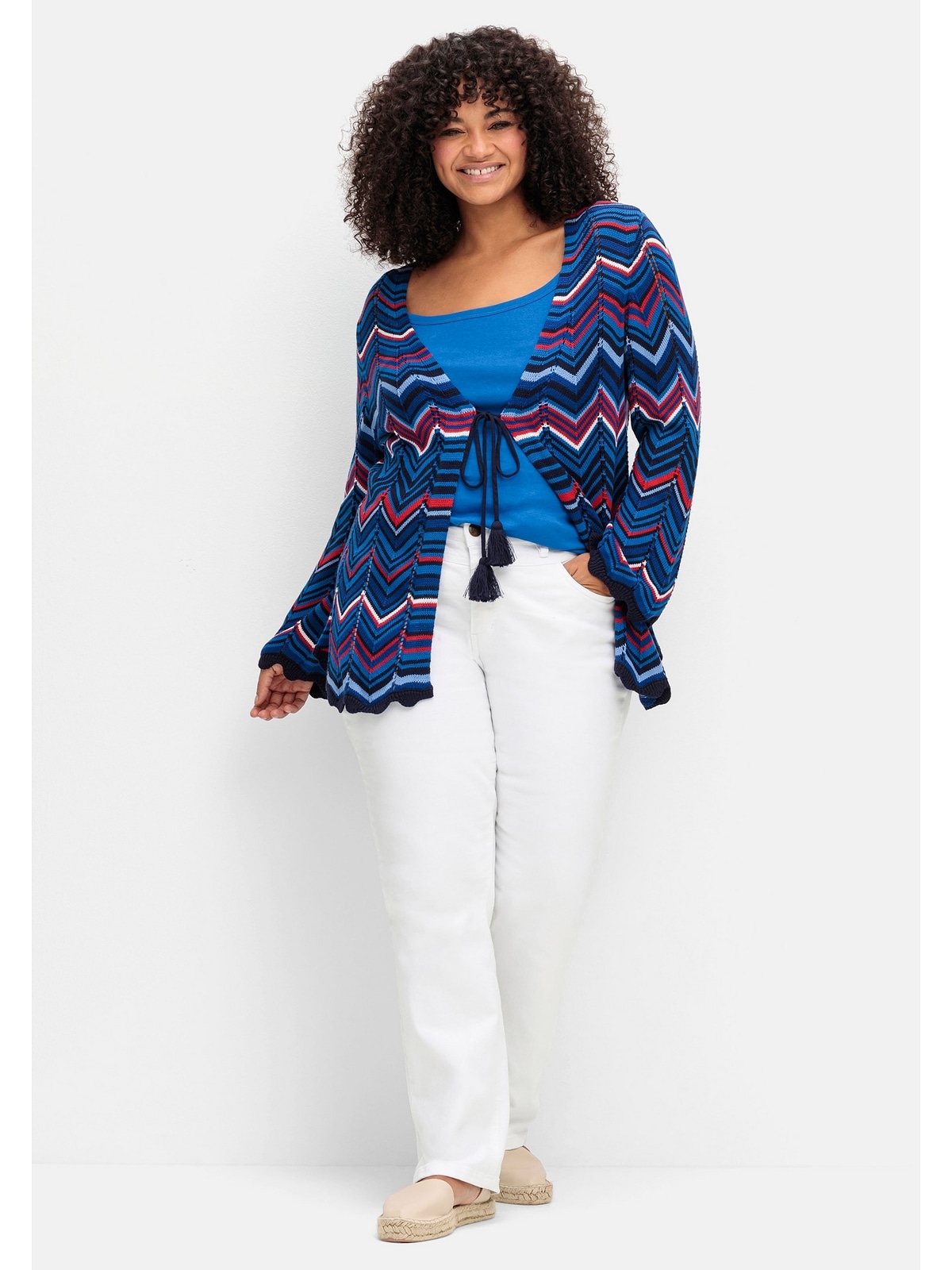 Sheego Strickjacke »Große Größen«, im Zickzackmuster