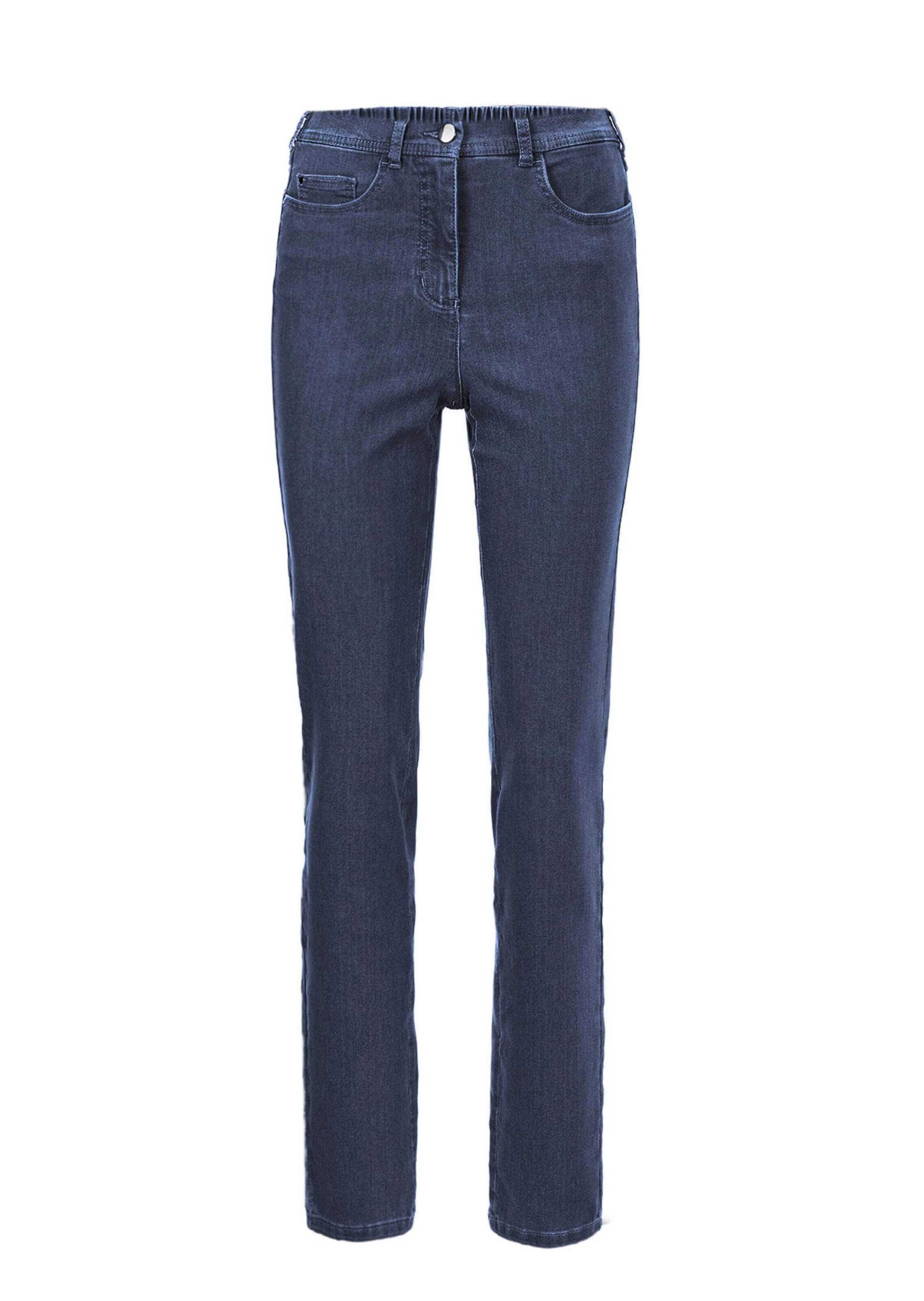 GOLDNER Damen Regular-fit-Jeans "Damen Jeans Slim Fit LOUISA mit Stretch-Anteil", blau, Gr. 38, Obermaterial: 70% Baumwolle CO. 27% Polyester PES. 3%