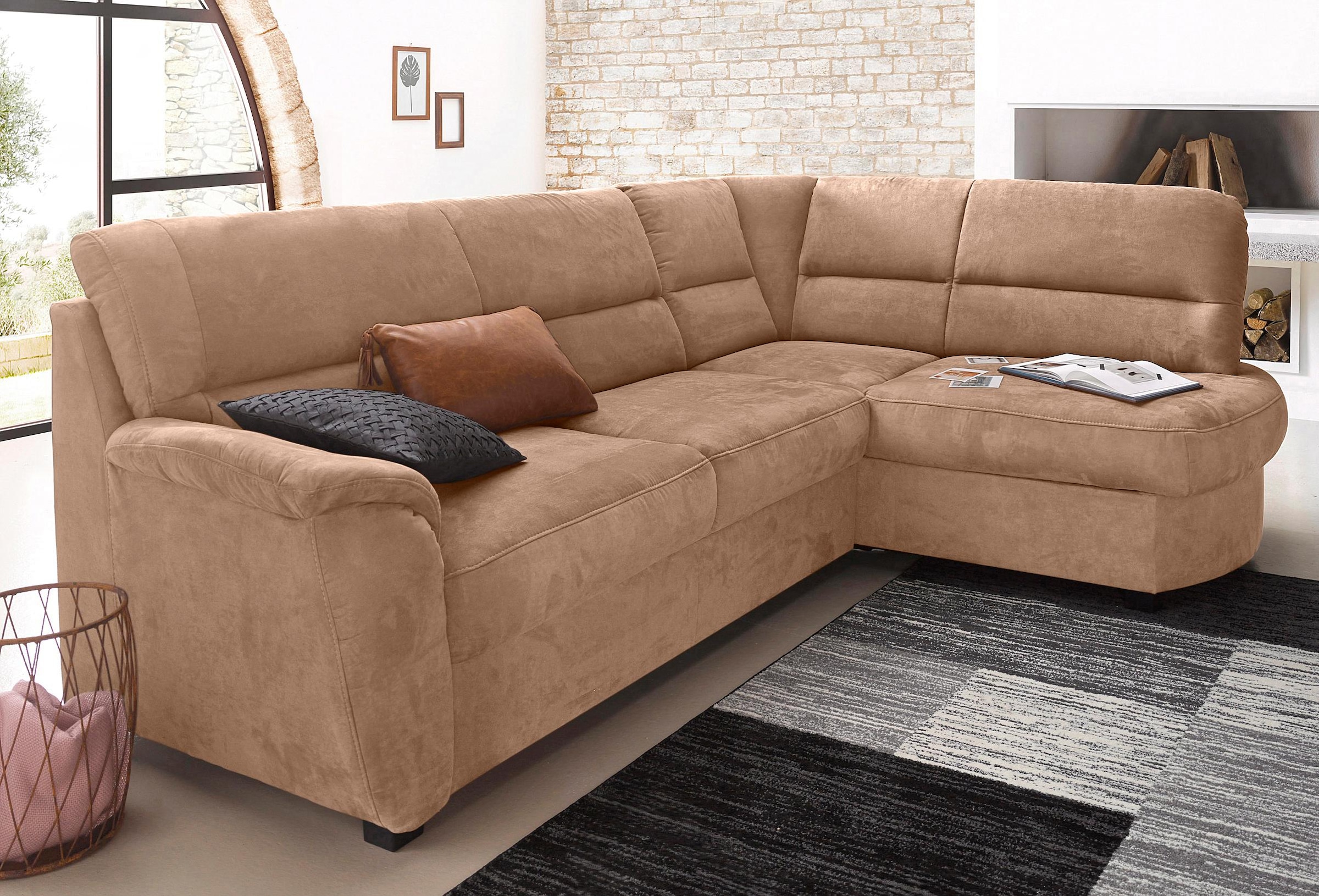 sit&more Ecksofa "Pandora L-Form", wahlweise mit Bettfunktion und Bettkasten