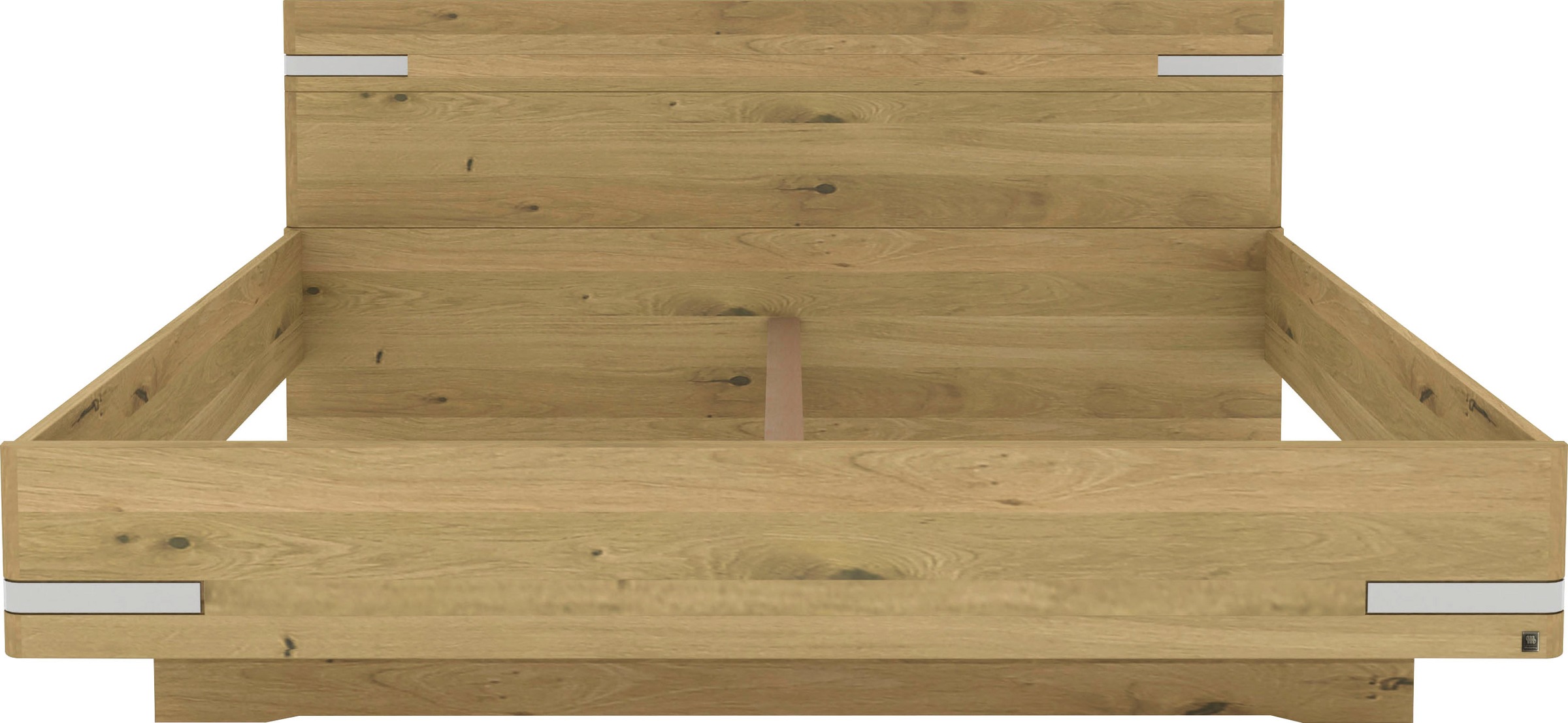 Musterring Holzbett »Savona«, (Belastbarkeit 220 Kg, 4-fache Liegehöhenverstellung, MADE IN GERMANY), Kopfteil in Bianco-Eiche massiv, Details in Chrom, verschiedene Größen