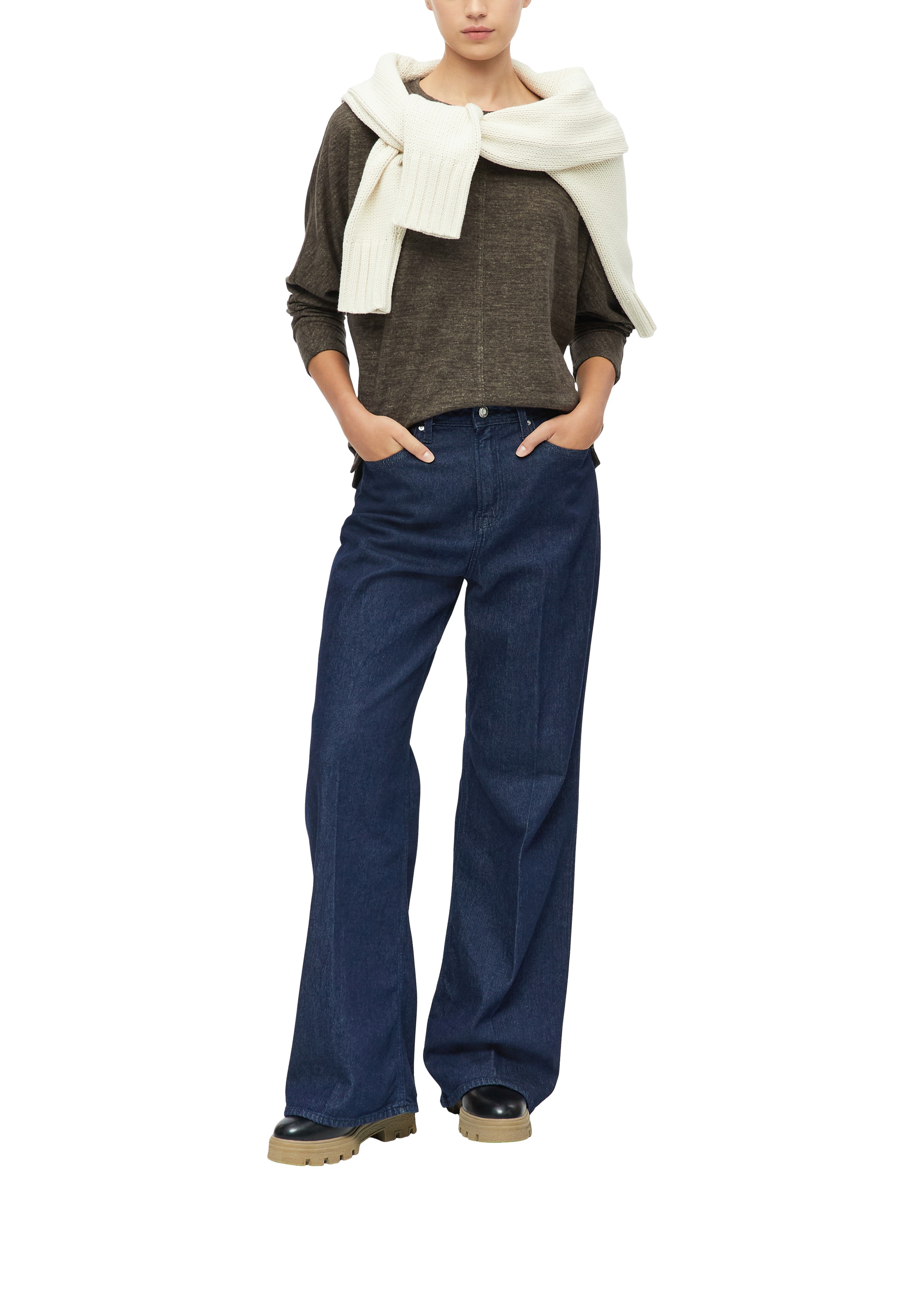 s.Oliver Langarmshirt mit Rundhals / melierte Optik