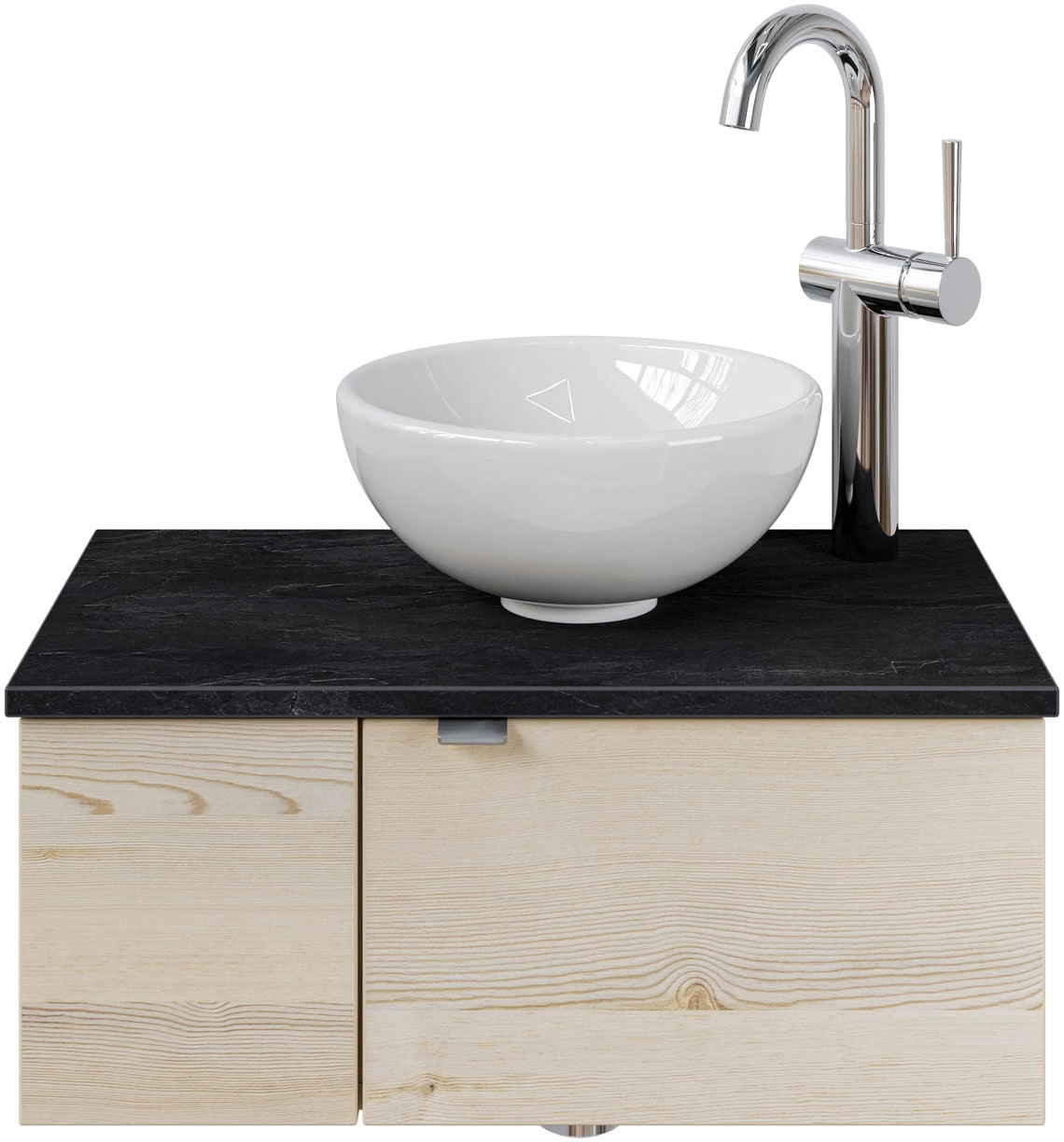 Saphir Waschtisch »Serie 6915 Waschschale mit Unterschrank für Gästebad, Gäste WC«, 61 cm mit Keramik-Aufsatzbecken, 2 Türen und 1 Fach