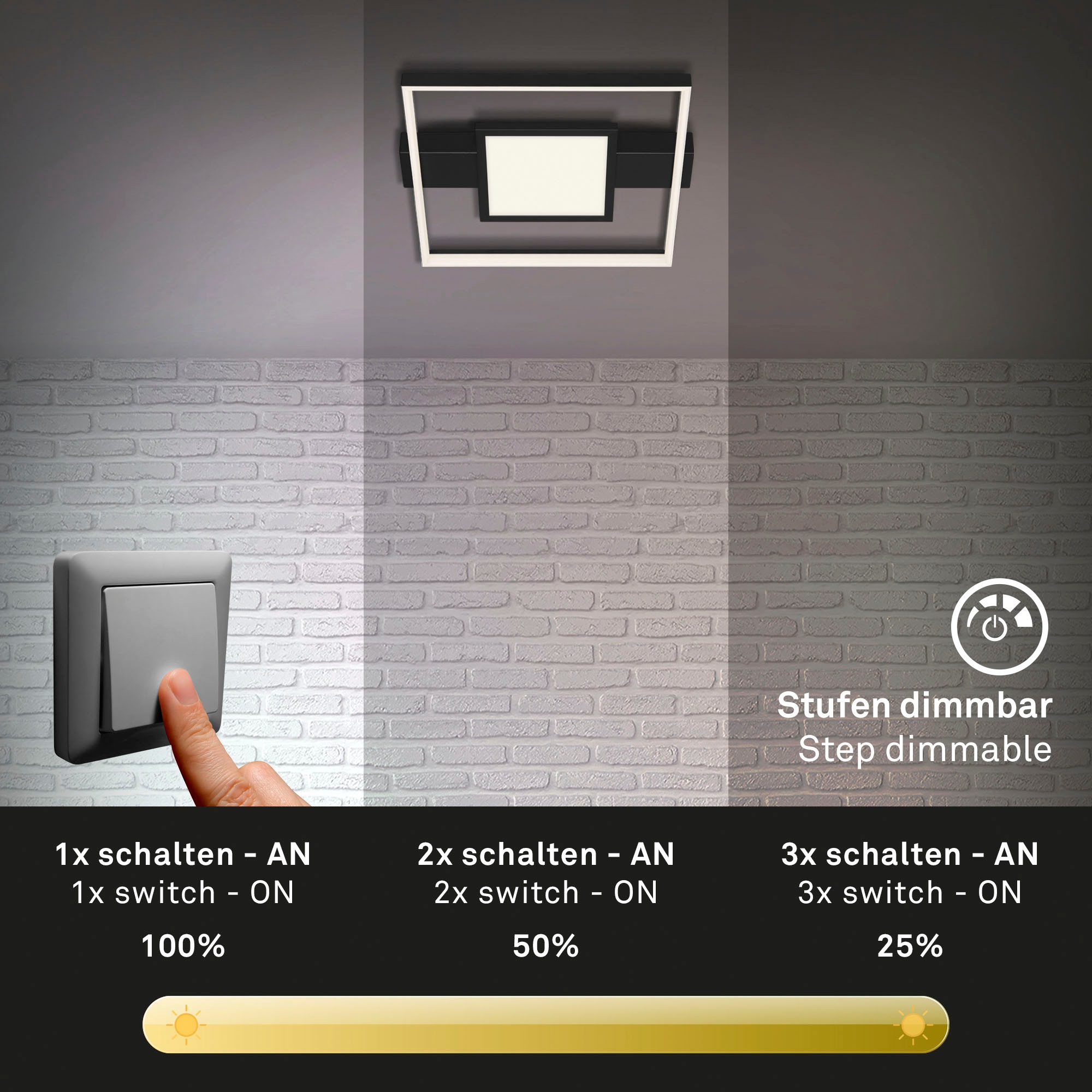 Briloner Leuchten LED Deckenleuchte mit Mittelbeleuchtung, 1 x LED fest integriert, 38W
