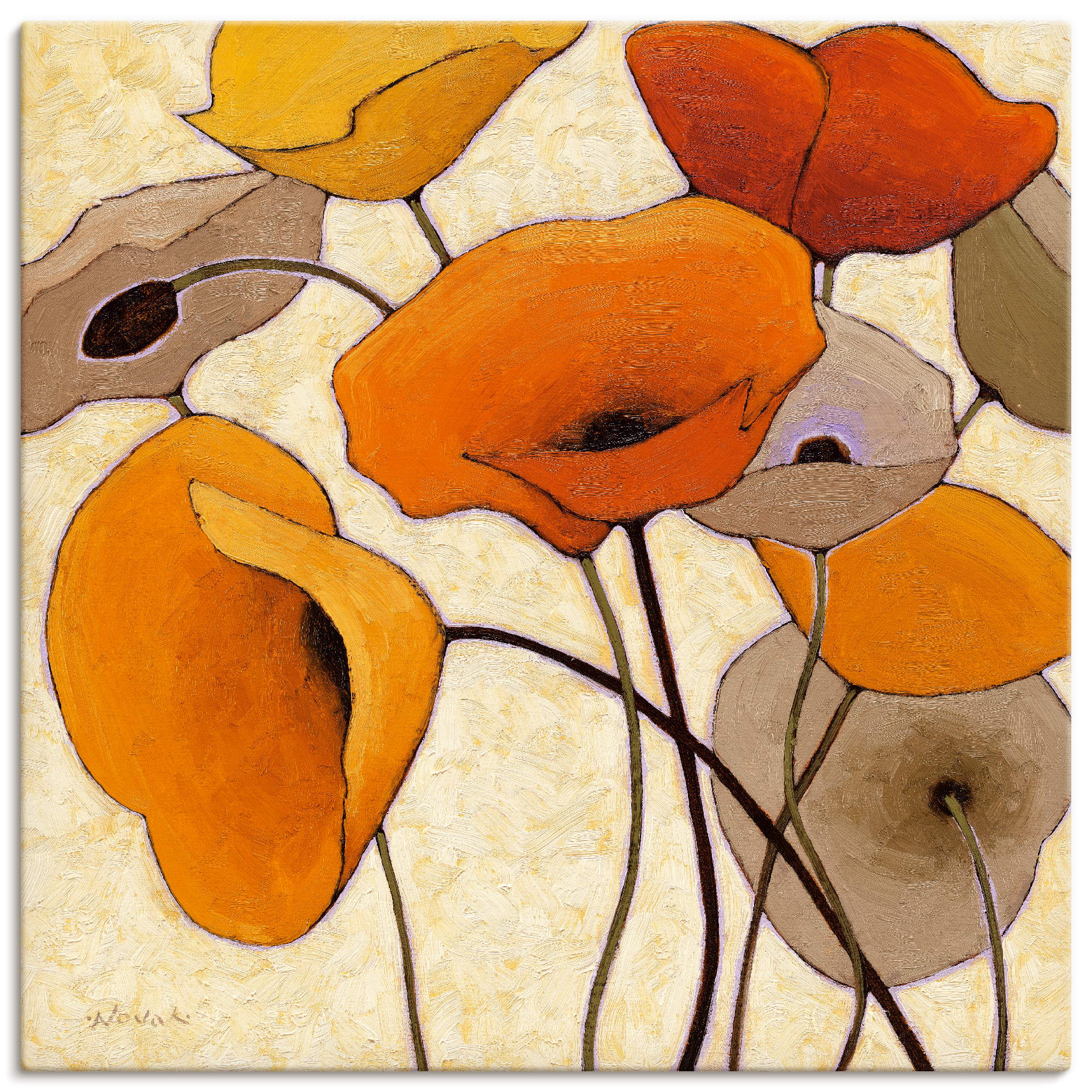 Artland Leinwandbild "Kürbismohn III" Blumen 1 Stk. tlg. auf Holzrahmen gespannt