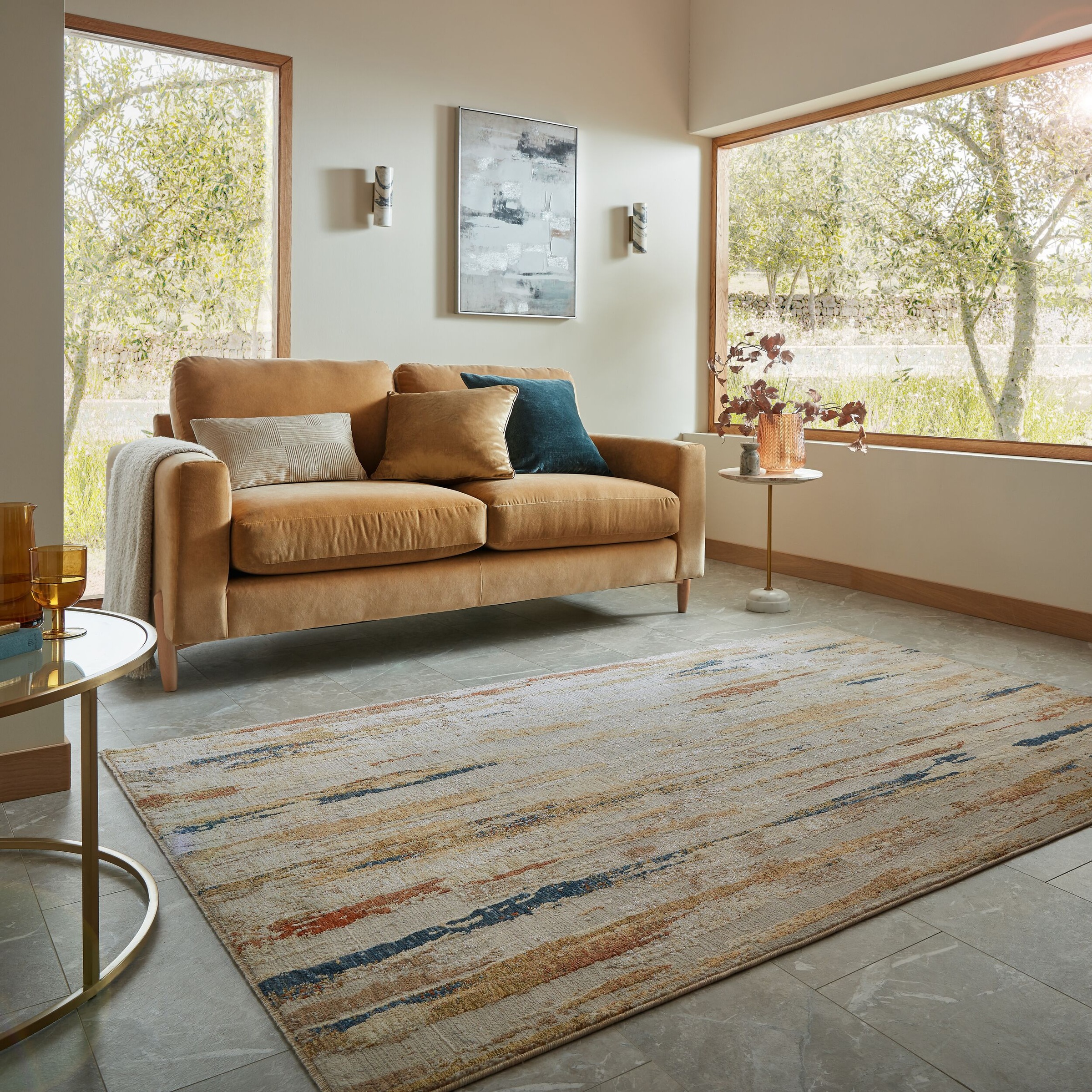FLAIR RUGS Designteppich "DERIVA" rechteckig 7 mm Höhe Abstraktes Design mit dezentem Schimmer