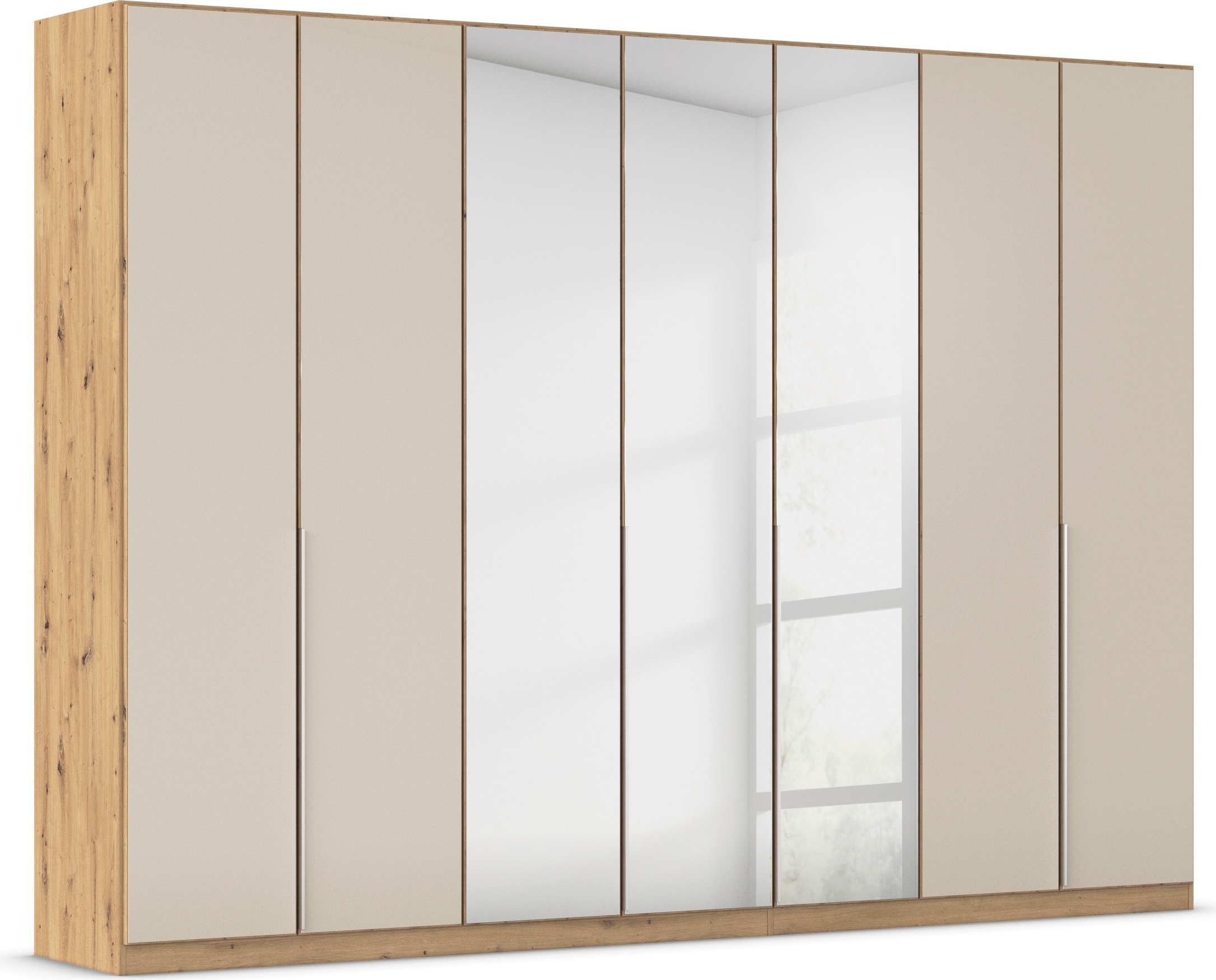 OTTO home Drehtürenschrank "Kleiderschrank Schrank Garderobe AGORDO mit Glasfront und Spiegel" in zwei Griff-Farben, Breiten 91-405 cm, durchdachte Innenausstattung, in 8 Breiten und 2 Höhen MADE IN GERMANY