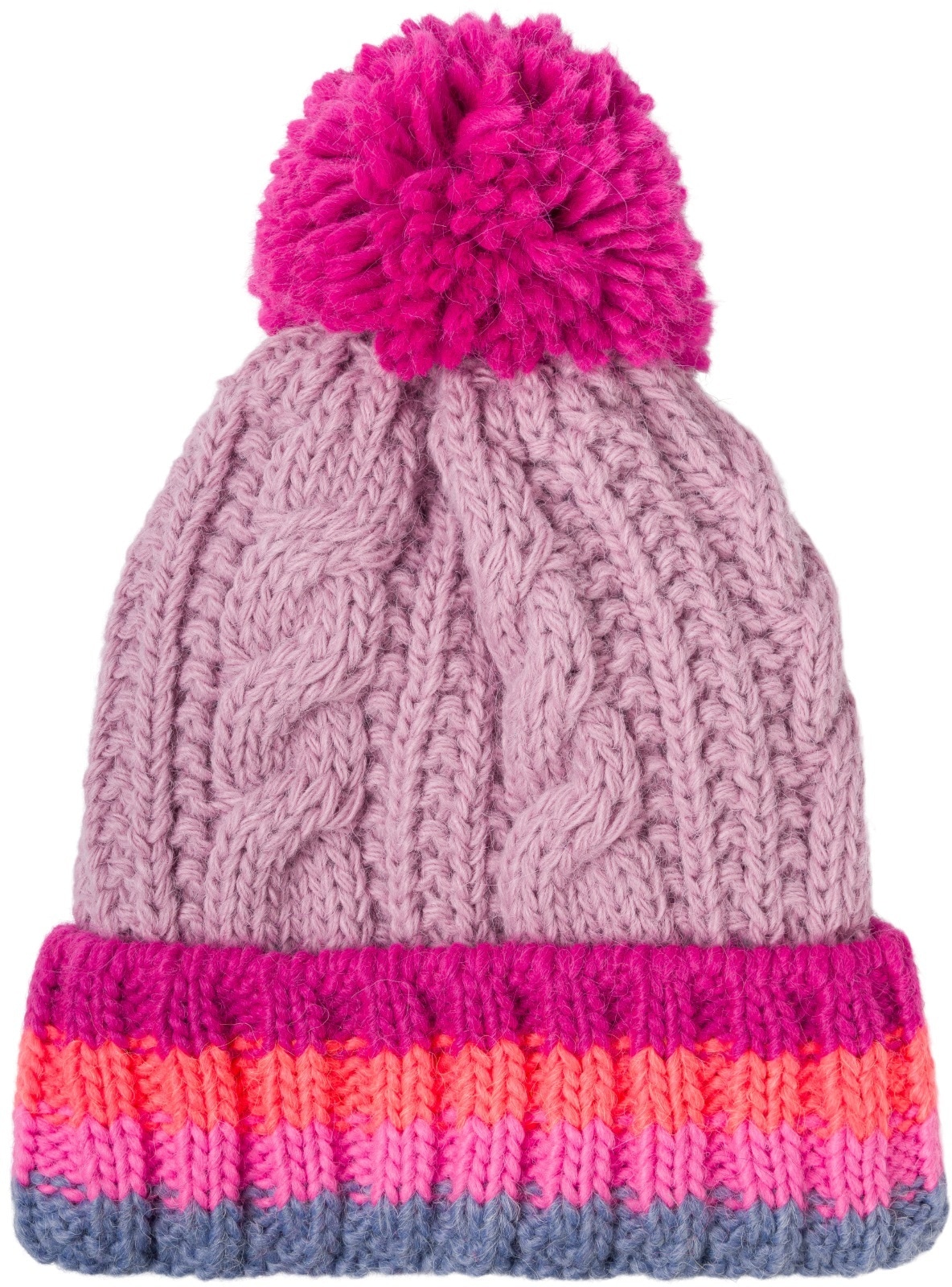 styleBREAKER Strickmütze "Kinder Strick Bommelmütze Zopfmuster" 1 Stk.