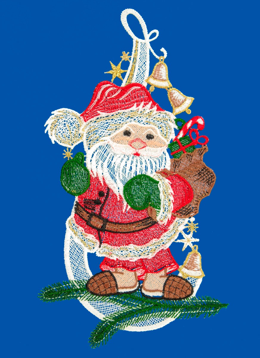 W. Reuter & Sohn - Plauener Spitze Fensterbild "Weihnachtsmann", Made in Ge günstig online kaufen