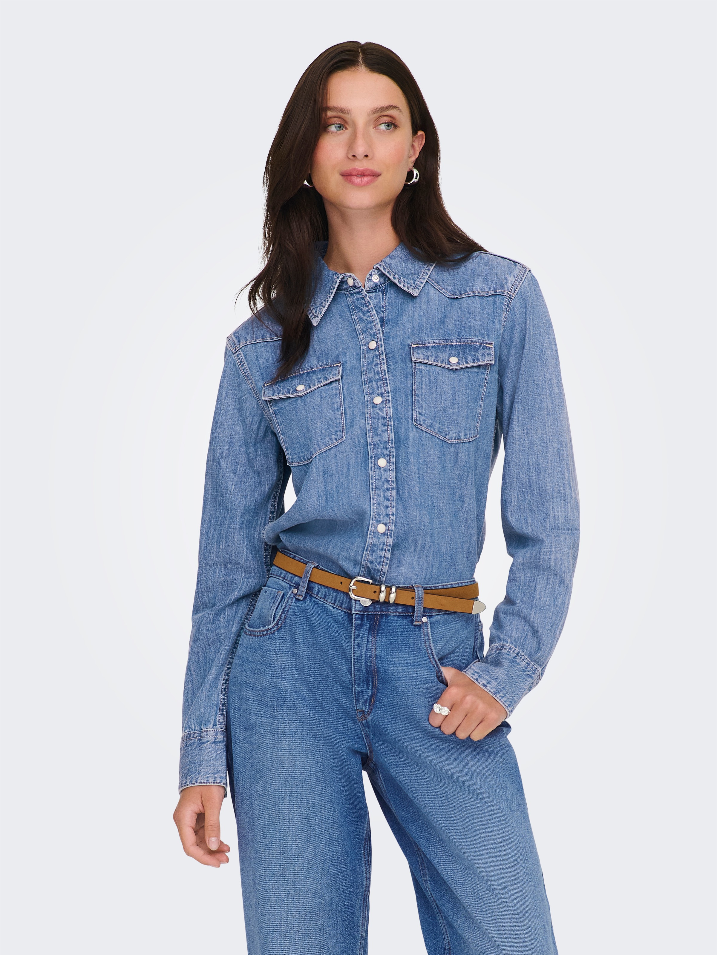 ONLY Jeansbluse "ONLCHARLIZE LS DNM SHIRT AKM NOOS" mit Brusttaschen günstig online kaufen