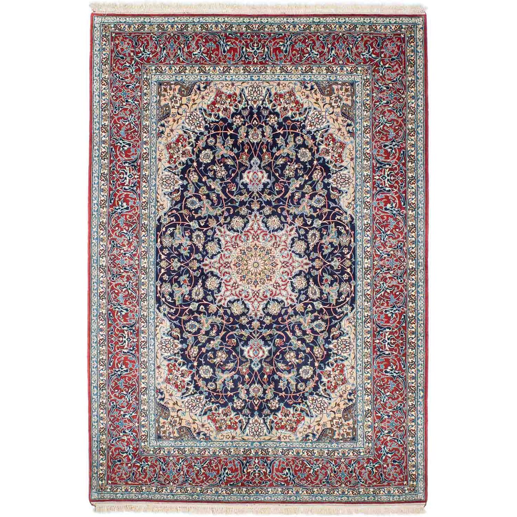 morgenland Orientteppich »Perser - Isfahan - Premium - 220 x 152 cm - dunkelblau«, rechteckig, Wohnzimmer, Handgeknüpft, Einzelstück mit Zertifikat
