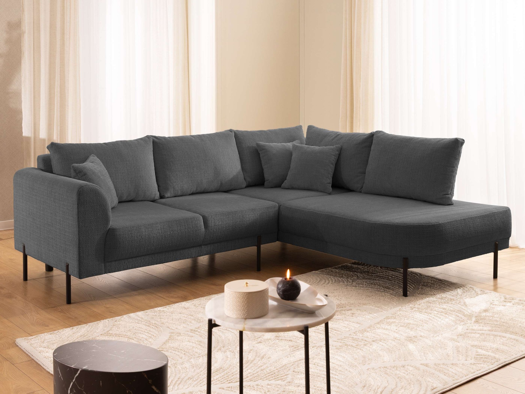 Home affaire Ecksofa "NELLIA L-Form mit Ottomane rechts oder links bestellbar, Breite 231 cm" enthält 5 Rückenkissen, angenehmen Sitzkomfort, belastbar bis 480kg