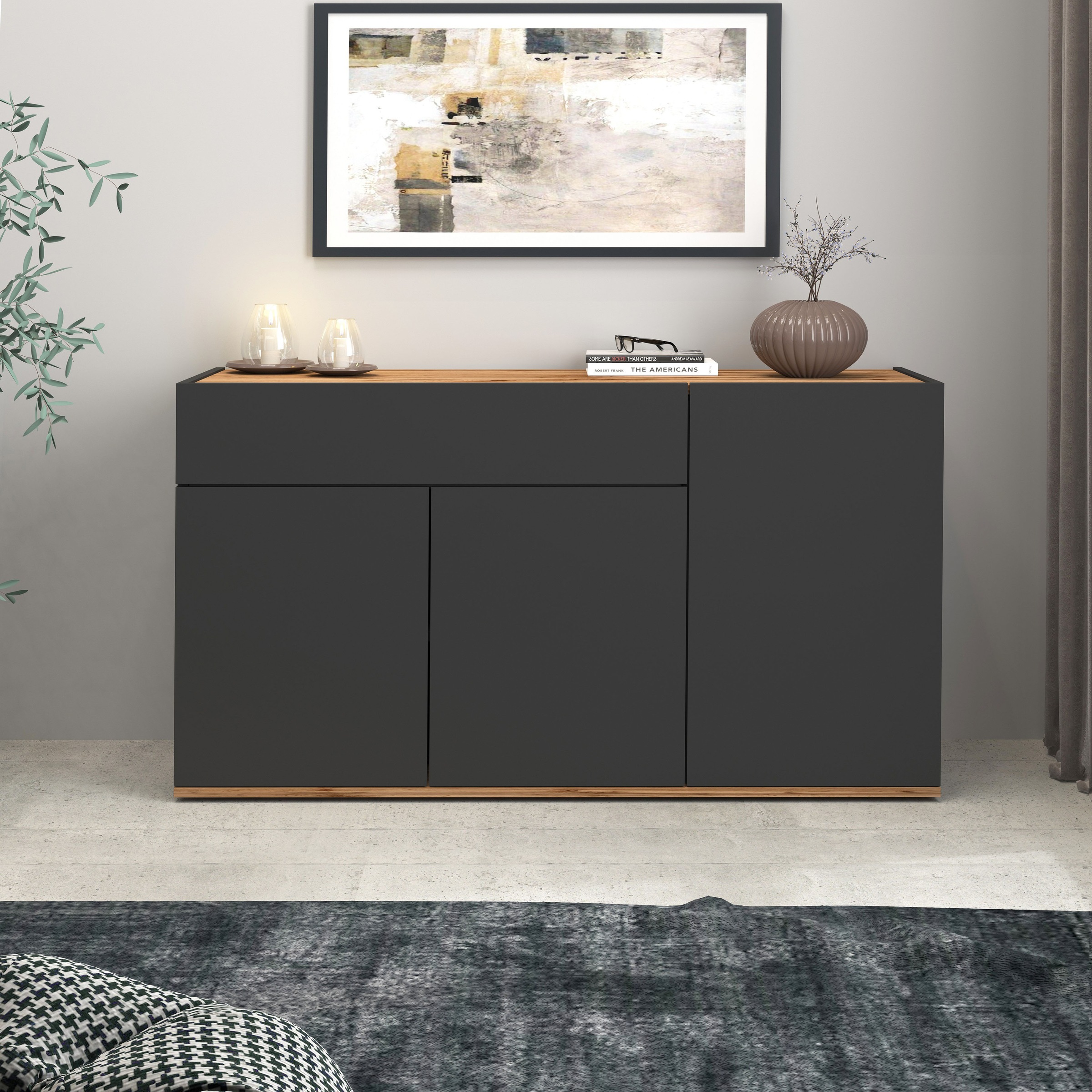 INOSIGN Sideboard »Garda, Kommode, Schrank, Kredenz«, 3 Türen, 1 Schublade, grifflos Breite 120,1 cm