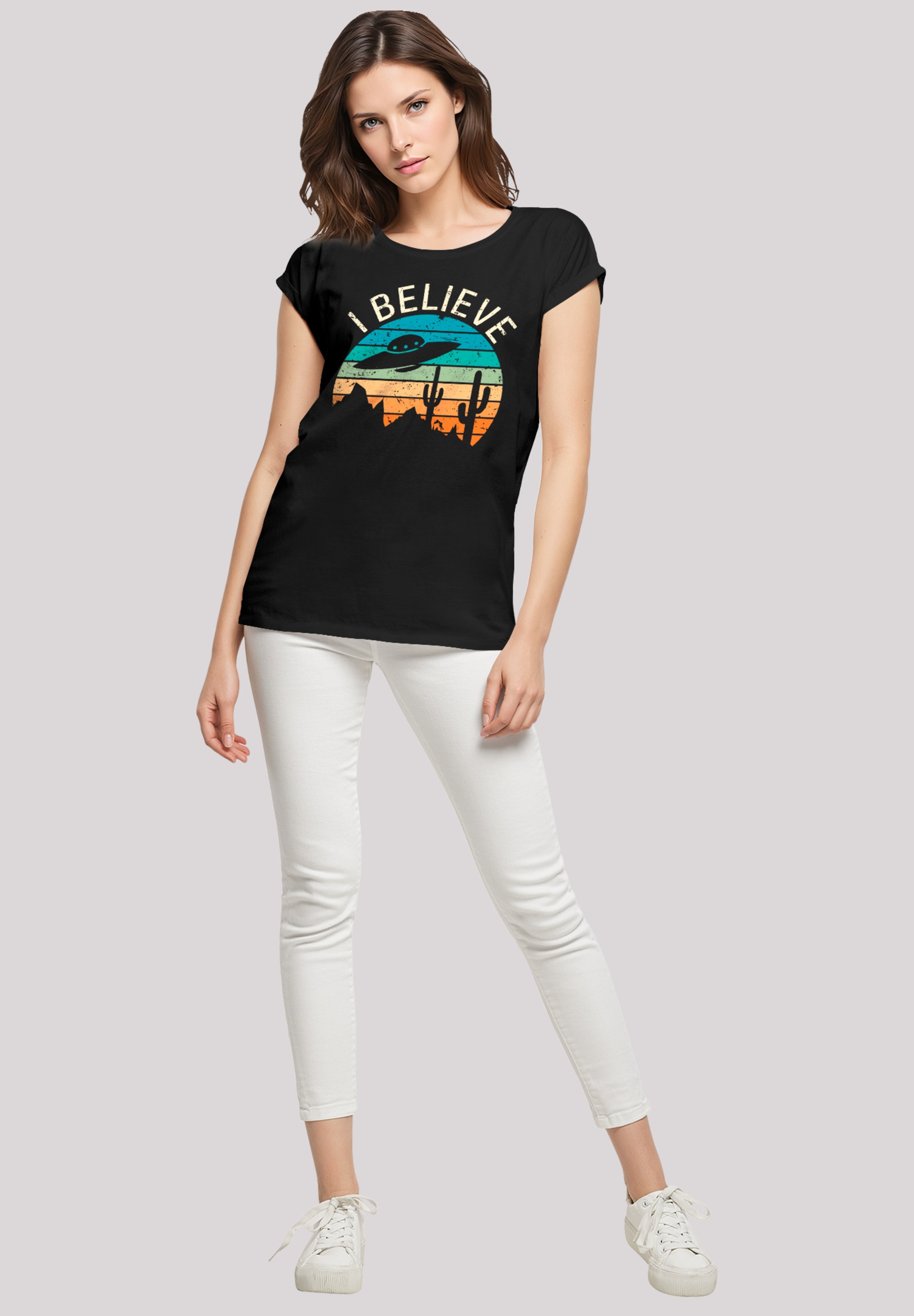 F4NT4STIC T-Shirt »I Believe UFO Alien Sonnenuntergang«, Premium Qualität