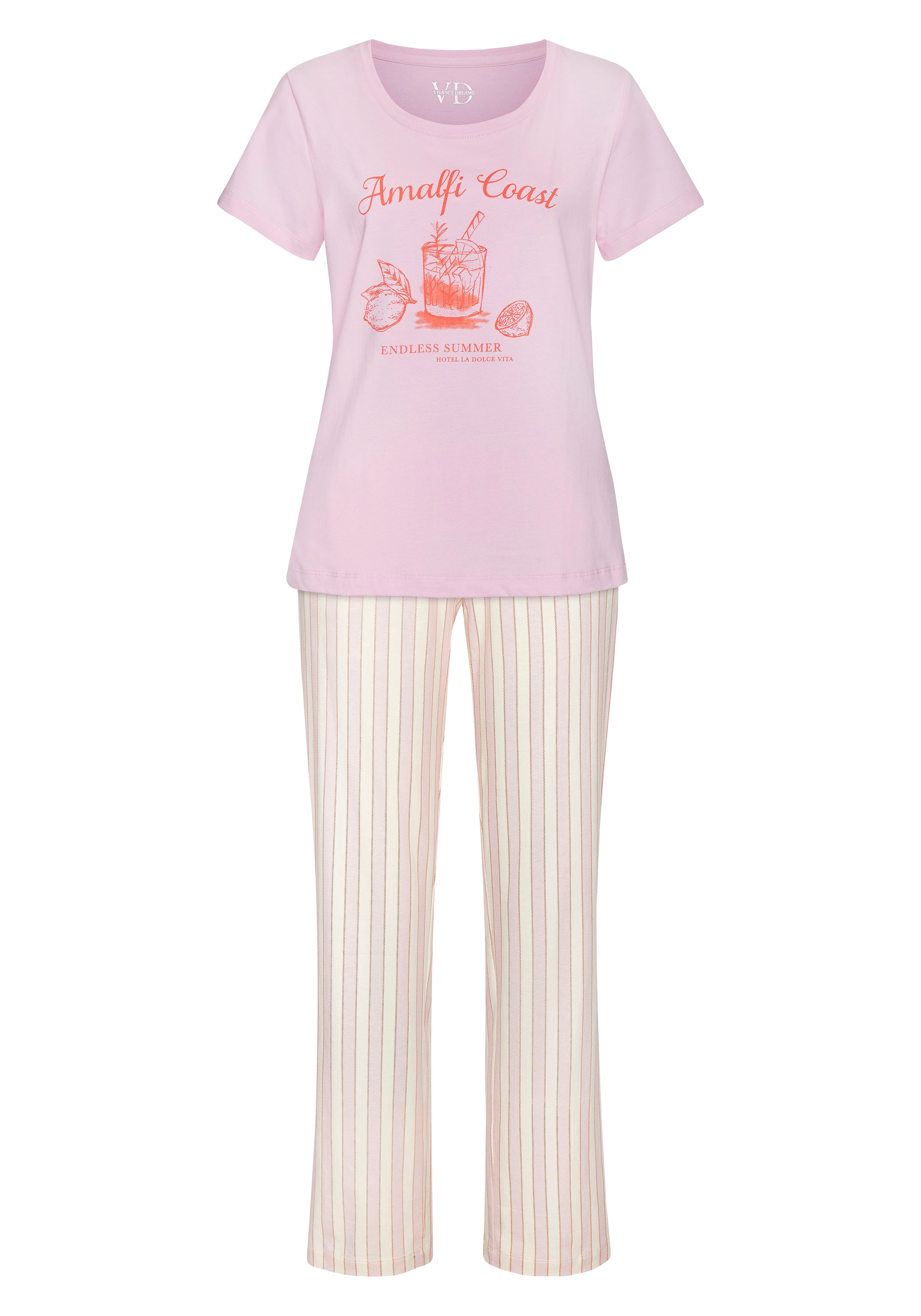 Vivance Dreams Pyjama, (Set, 2 tlg.), Zartes Streifenmuster günstig online kaufen