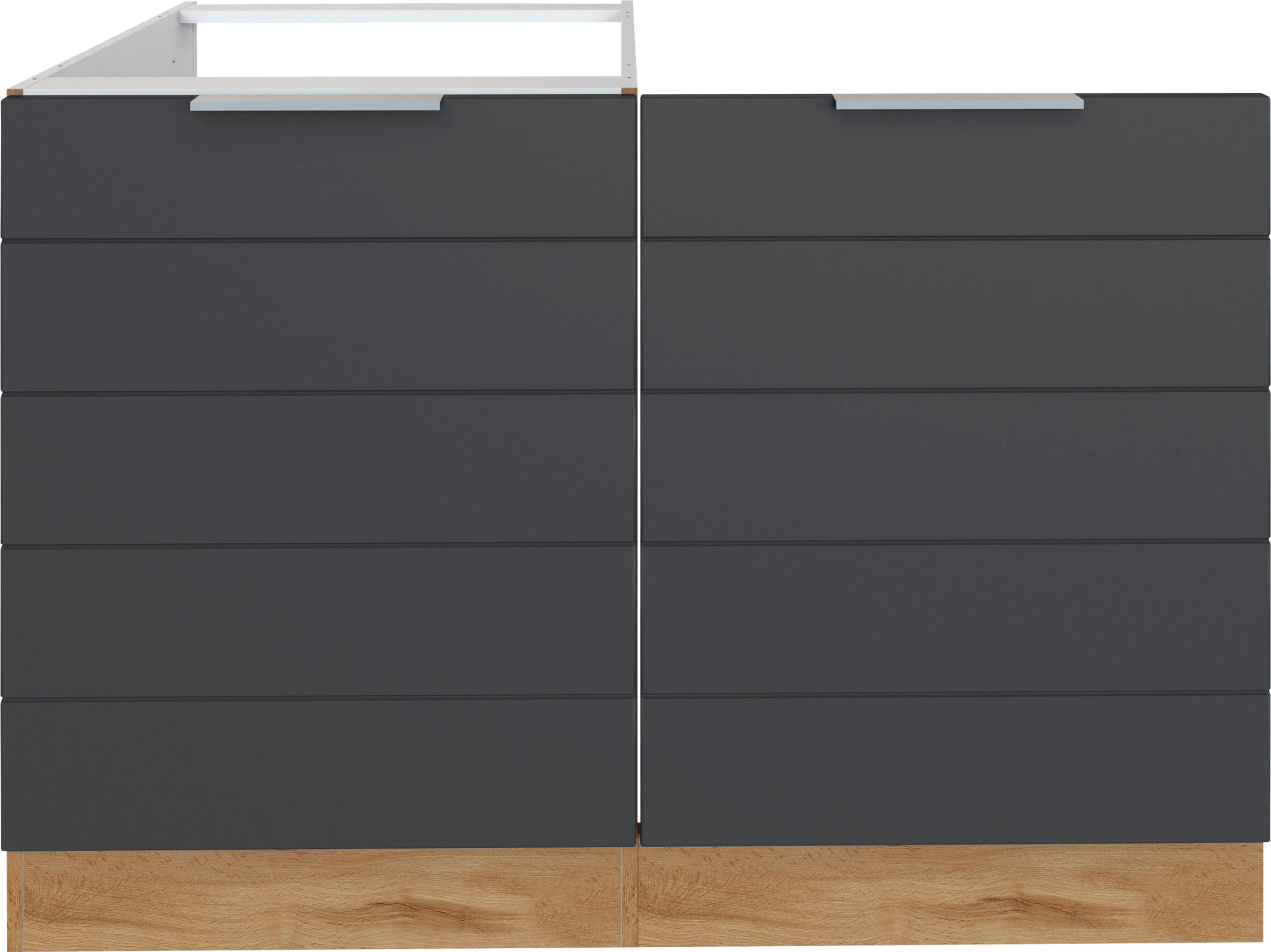 KOCHSTATION Spülenschrank "KS-Luhe" 120 cm breit, hochwertige MDF-Fronten mit waagerechter Lisene