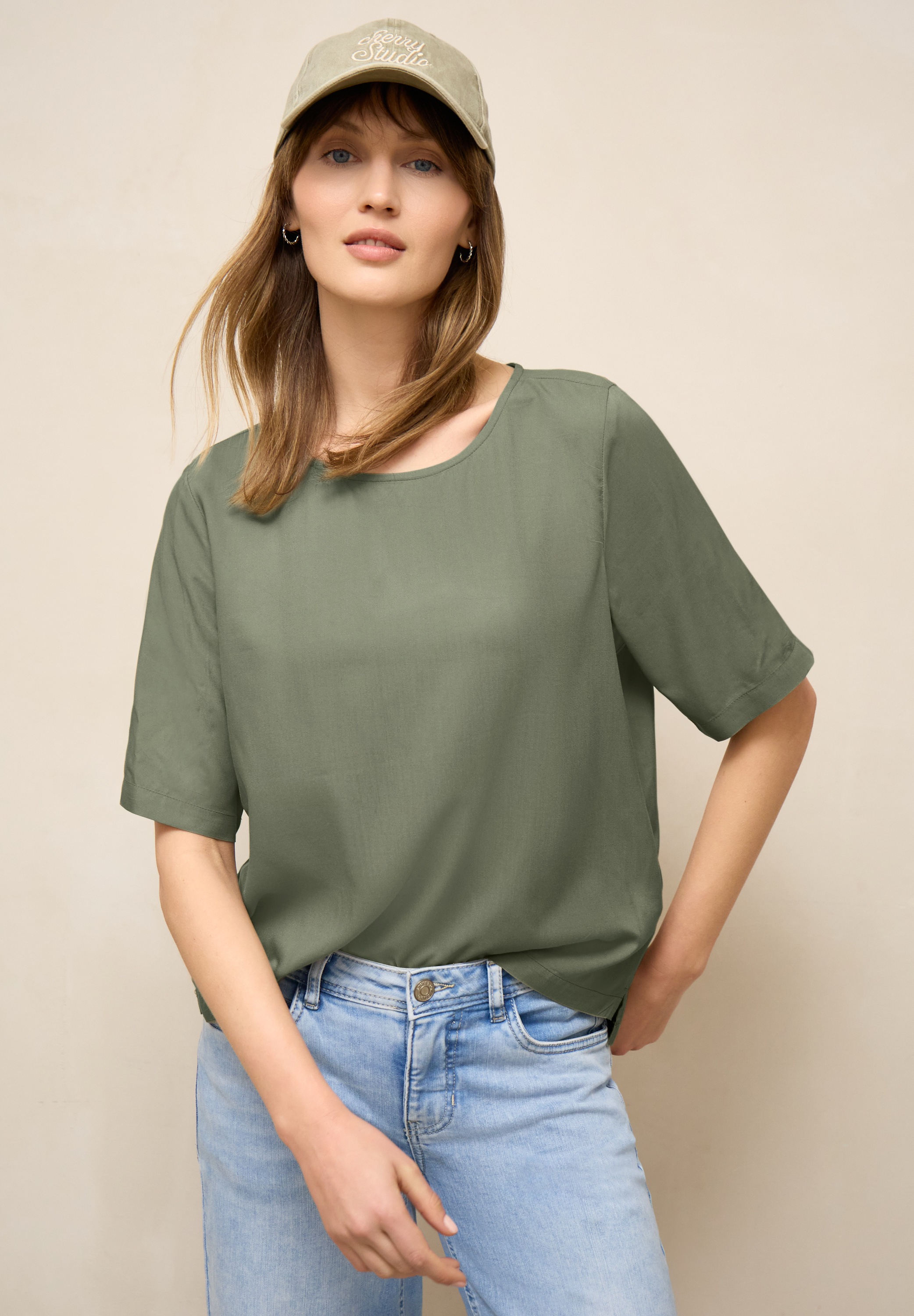 STREET ONE STUDIO Kurzarmbluse aus softer Viskose