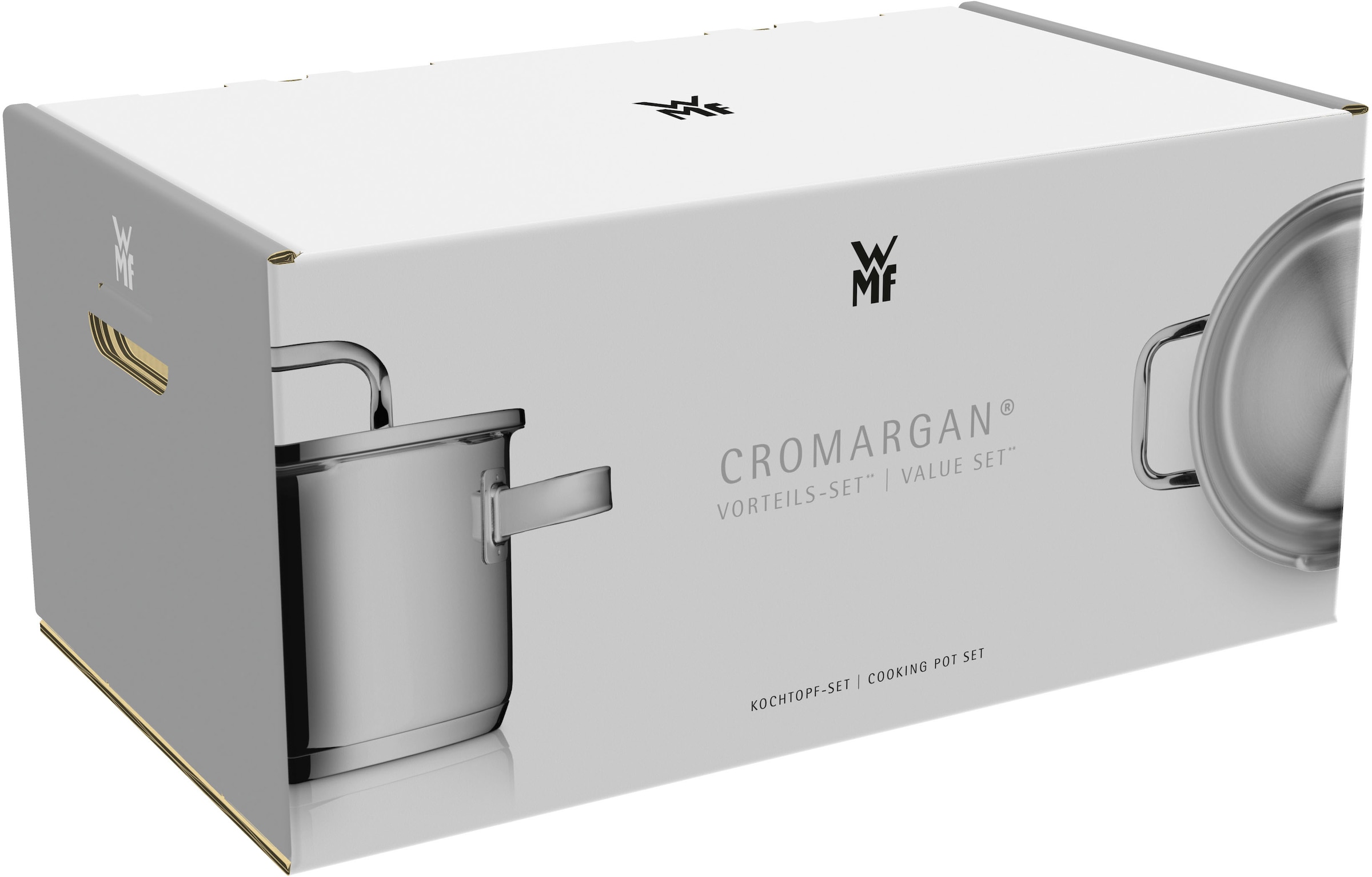 WMF Topf-Set »Gourmet Plus«, Cromargan® Edelstahl Rostfrei 18/10, (Set, 7 tlg.), Mattiert, Hohlgriffe, Innenskalierung, breiter Schüttrand