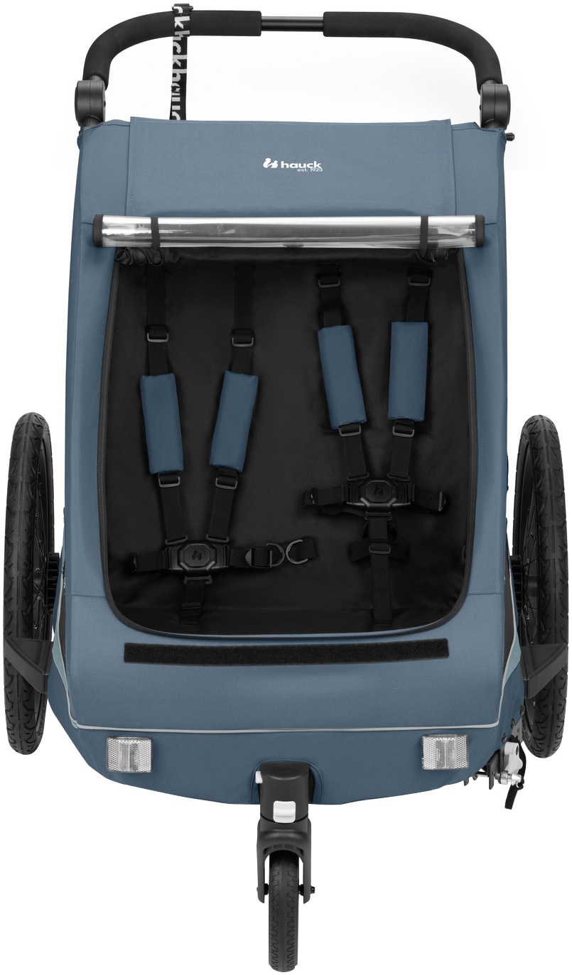 Hauck Fahrradkinderanhänger »2in1 Bike Trailer und Buggy Dryk Duo Plus, dark blue«, für 2 Kinder; inklusive Deichsel