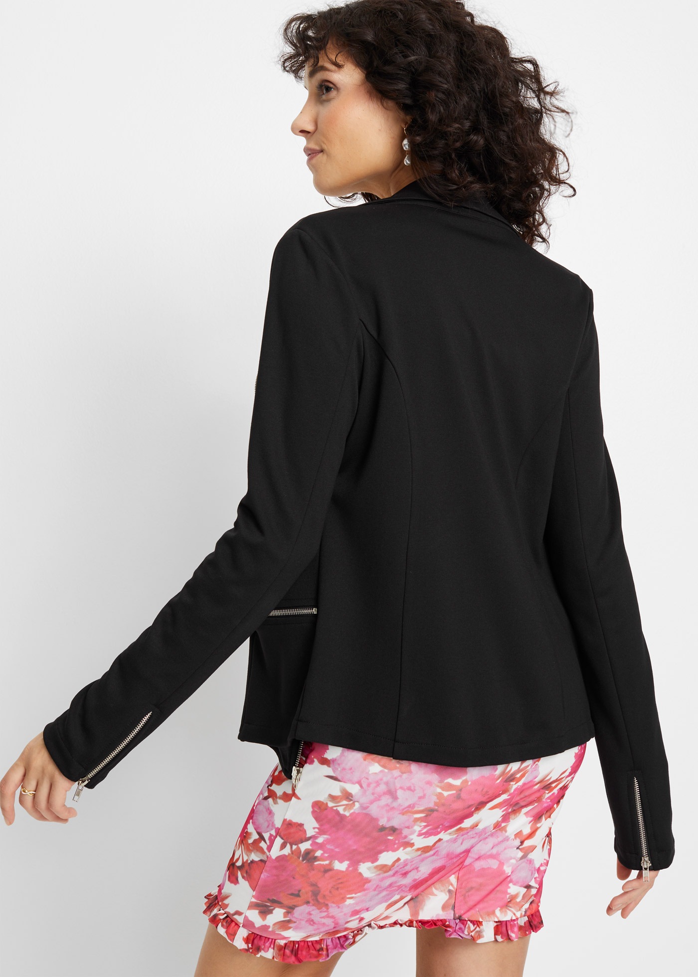 bonprix Sweatjacke "Biker-Shirtjacke aus Viskose-Mix" Biker-Shirtjacke aus günstig online kaufen