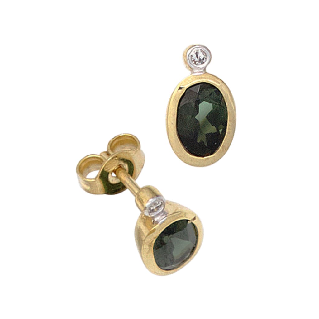 JOBO Paar Ohrstecker »Ovale Ohrringe mit Turmalin und Diamanten« 585 Gold
