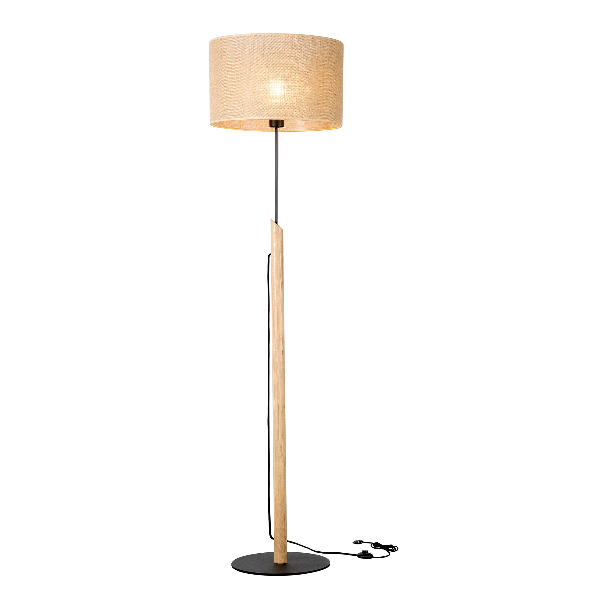 BRITOP LIGHTING Stehlampe »COLETTE«, 1 flammig-flammig, Aus edlem Eichenholz und Metall, mit Stoffschirm und Textilkabel