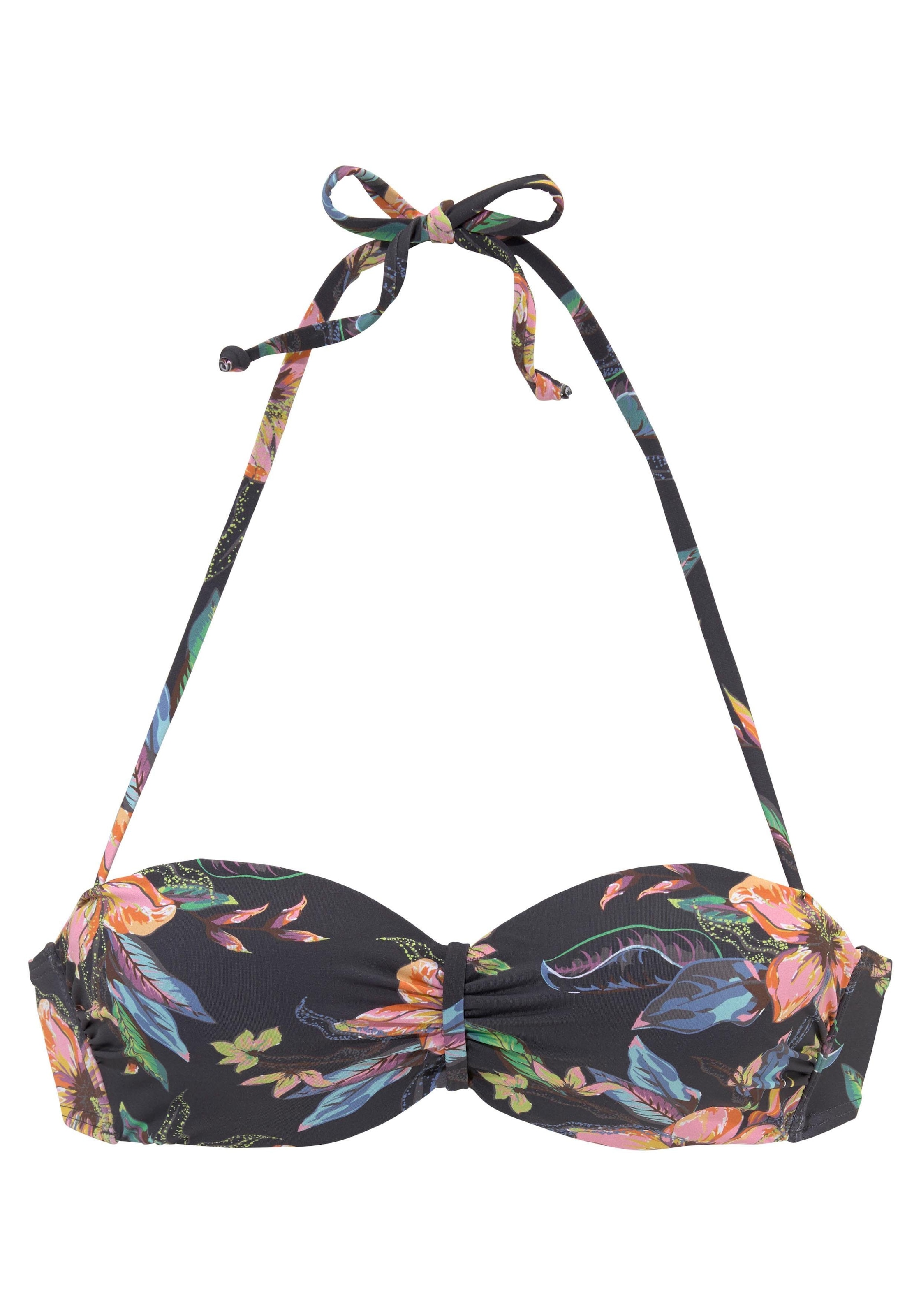 LASCANA Bügel-Bandeau-Bikini-Top »Malia«, mit tropischem Print