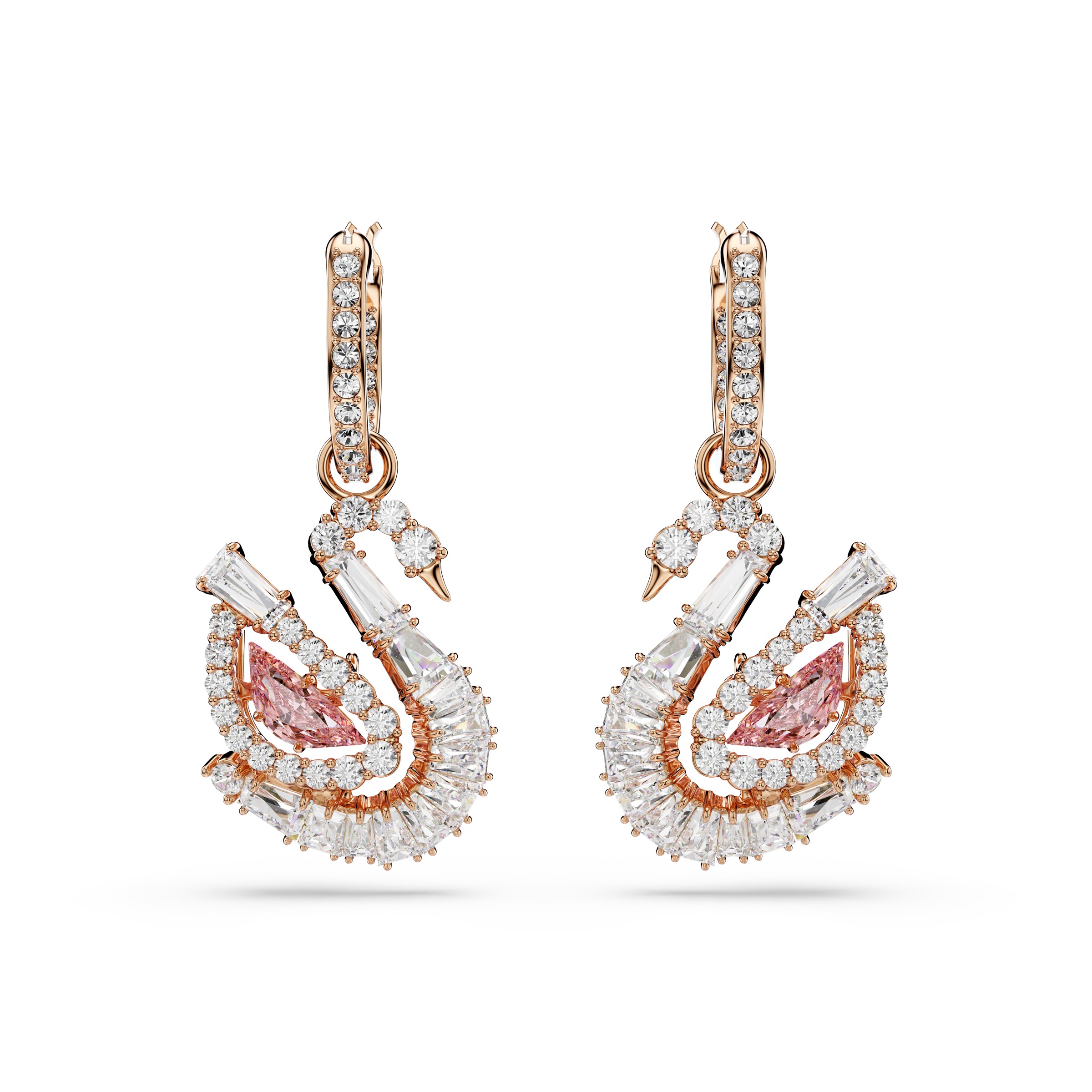 Swarovski Paar Creolen »Schmuck Geschenk Schwan Ohrringe«, Swarovski® Kristall, Swarovski® Zirkonia (s.) - Einhänger abnehmbar