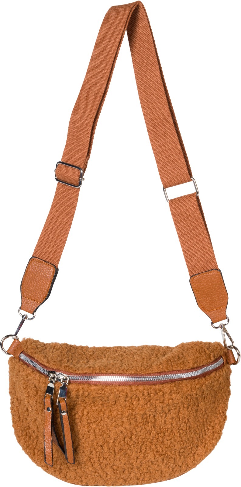 styleBREAKER Umhängetasche "Teddyfell Halbmond Crossbody Bag"