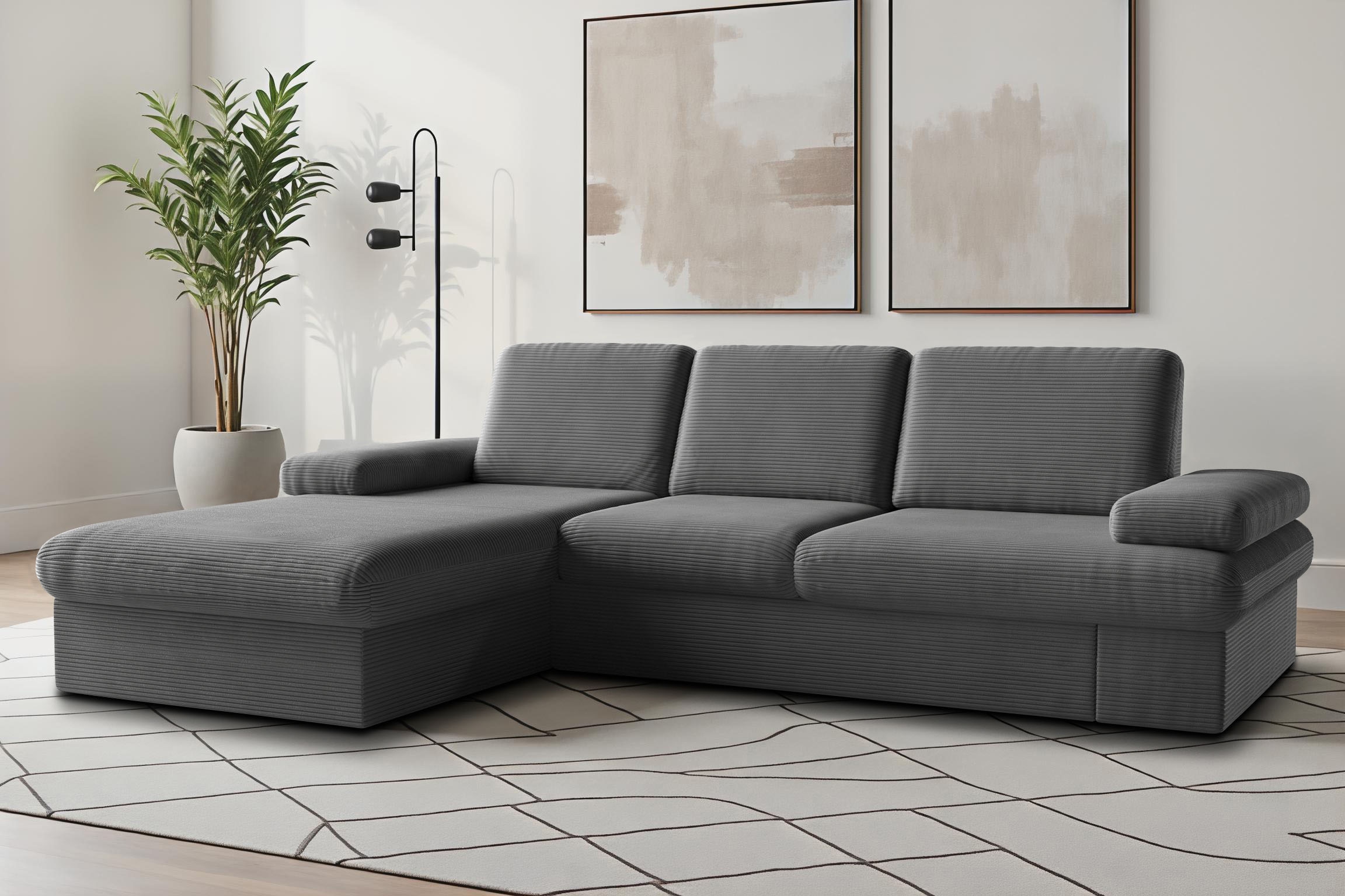 sit&more Ecksofa "Moreno L-Form, B: 247 cm" mit Armteilverstellung, optional Schlaffunktion