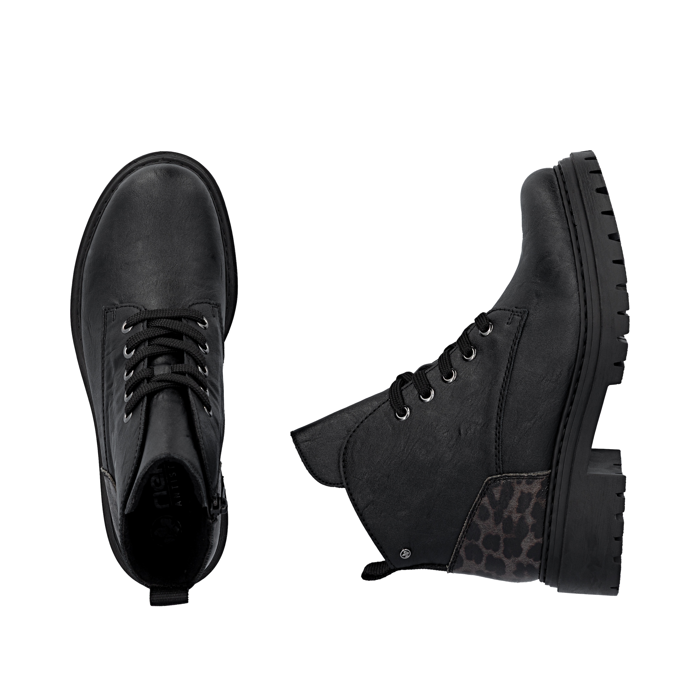Rieker Schnürboots, Schnürstiefelette, Profilsohle, mit praktischem Innenreißverschluss