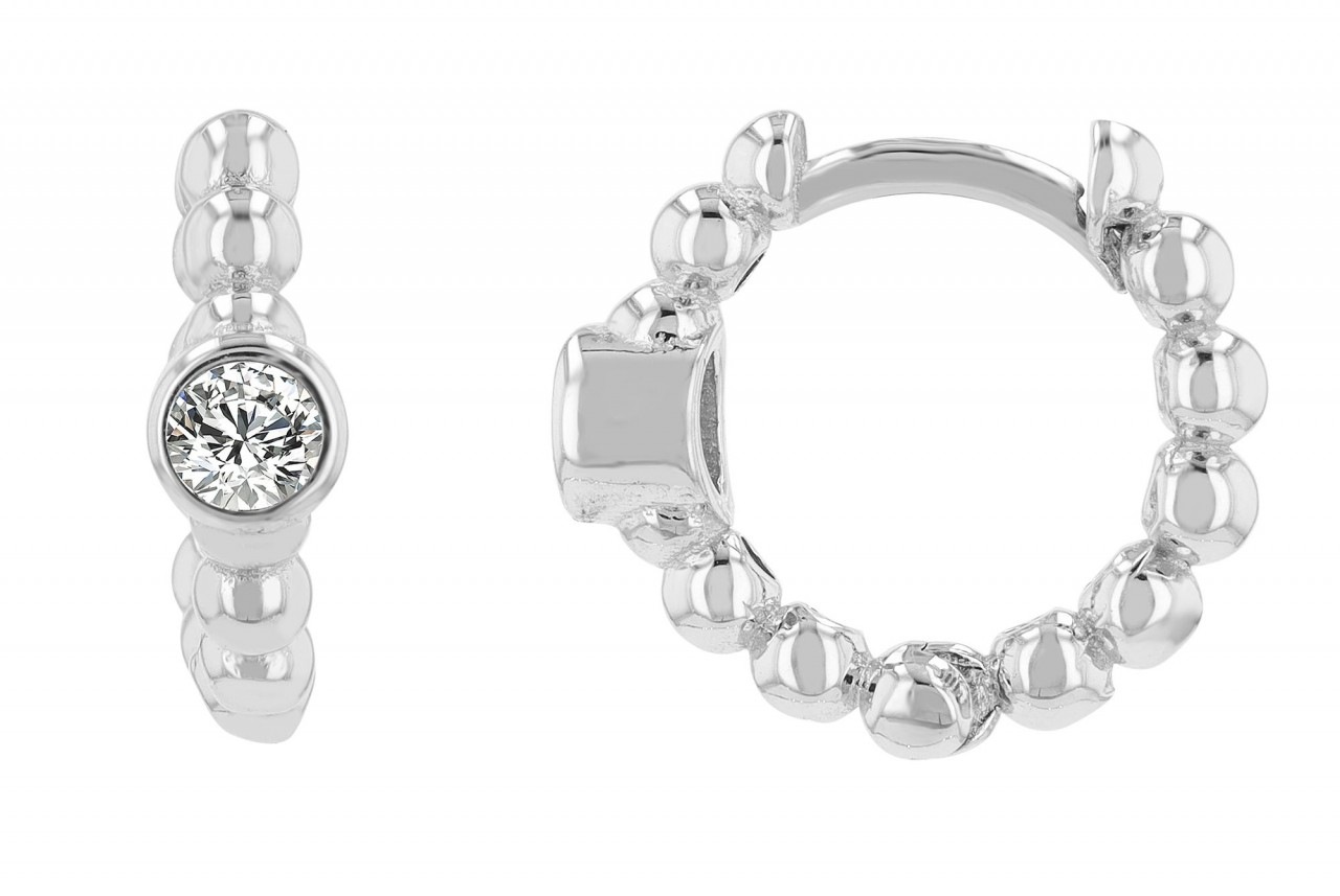 Paar Creolen ADELIA´S "Damen Creolen aus 925 Sterling Silber und Zirkonia Ø 9 mm", silber, Ohrringe, Damen, Damen, Silber 925 (Sterlingsilber)
