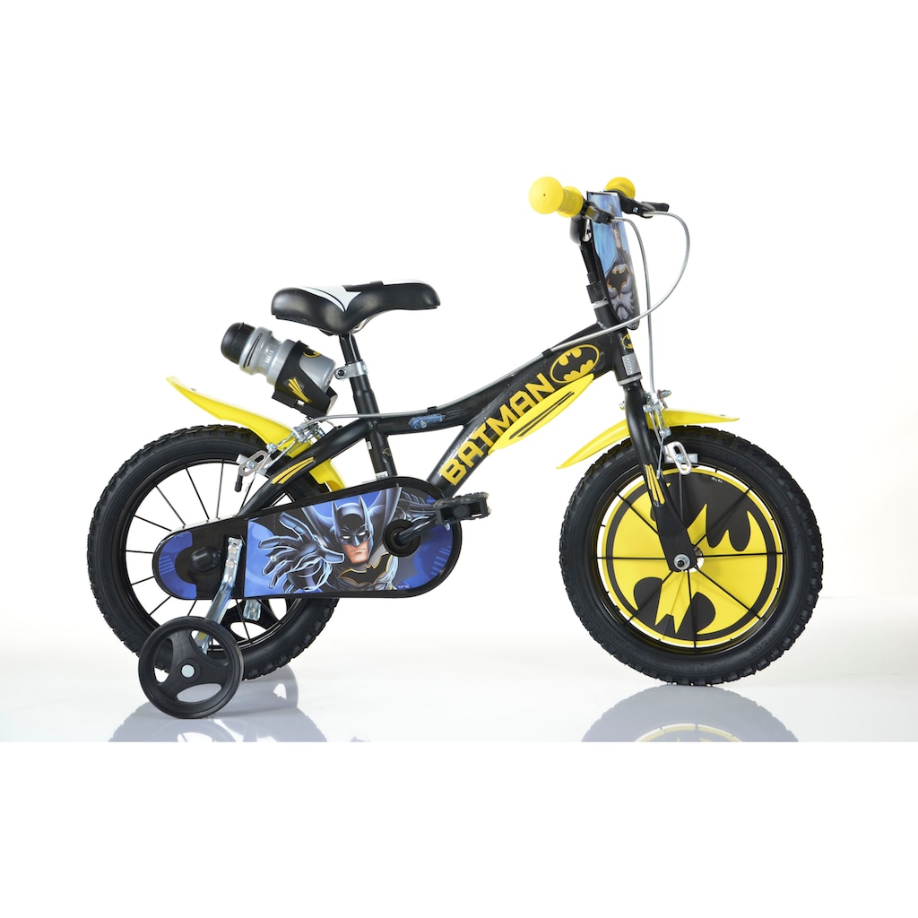 Dino Kinderfahrrad »Batman«, 1 Gang, mit Stützrädern, Trinkflasche und Frontschild